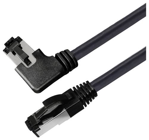 Maxtrack TI51-1,5L RJ45 Netzwerkkabel, Patchkabel CAT 8.1 S/FTP 1.50 m Schwarz 90° nach rechts gewi