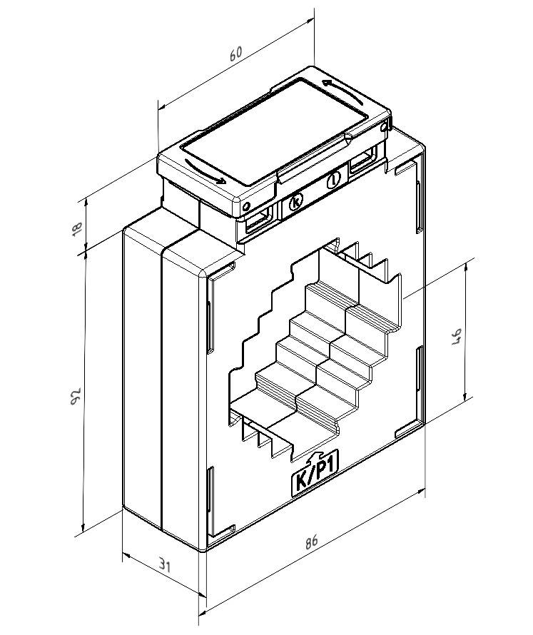 Celsa ALO 6015.8 1000/5A 5VA Kl. 1 70142-0758-0500 Aufsteckstromwandler Primärstrom 1000 A Sekundärstrom 5 A Leiterdurchführung (H x B):64 x 64 mm