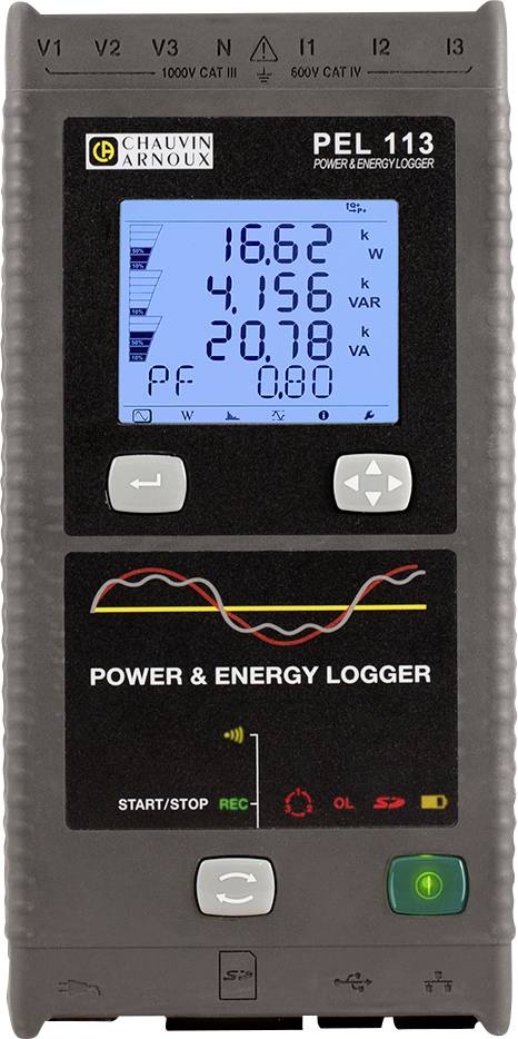 Chauvin Arnoux PEL 113 Netz-Analysegerät 3phasig mit Loggerfunktion, Energiemessungen, Lastanalysen