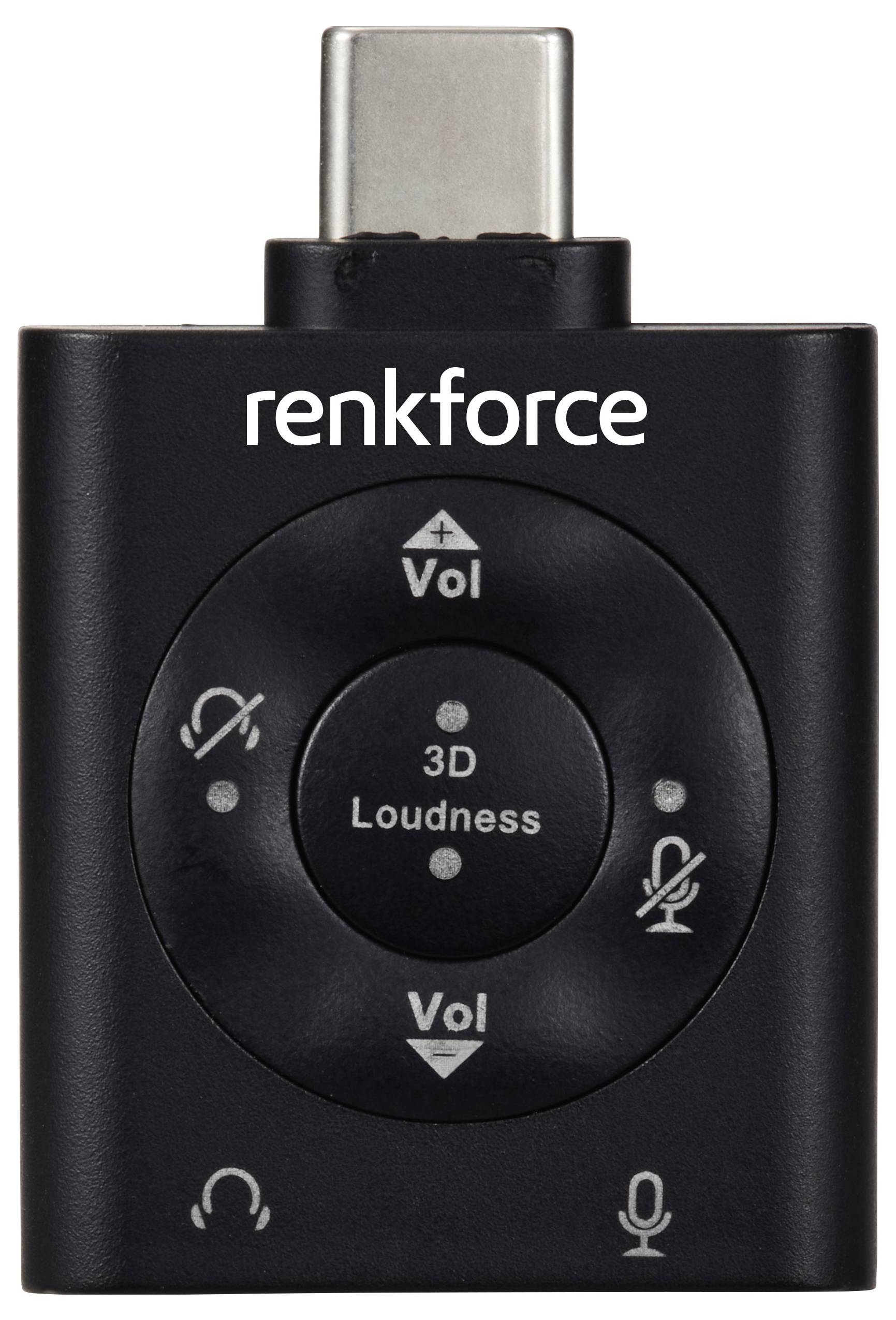 Renkforce USB-C®, Audio Adapter [1x USB-C® Stecker - 1x Mikrofon (3.5mm Klinke), Kopfhörer (3.5mm Klinke)] RF-SGA-171