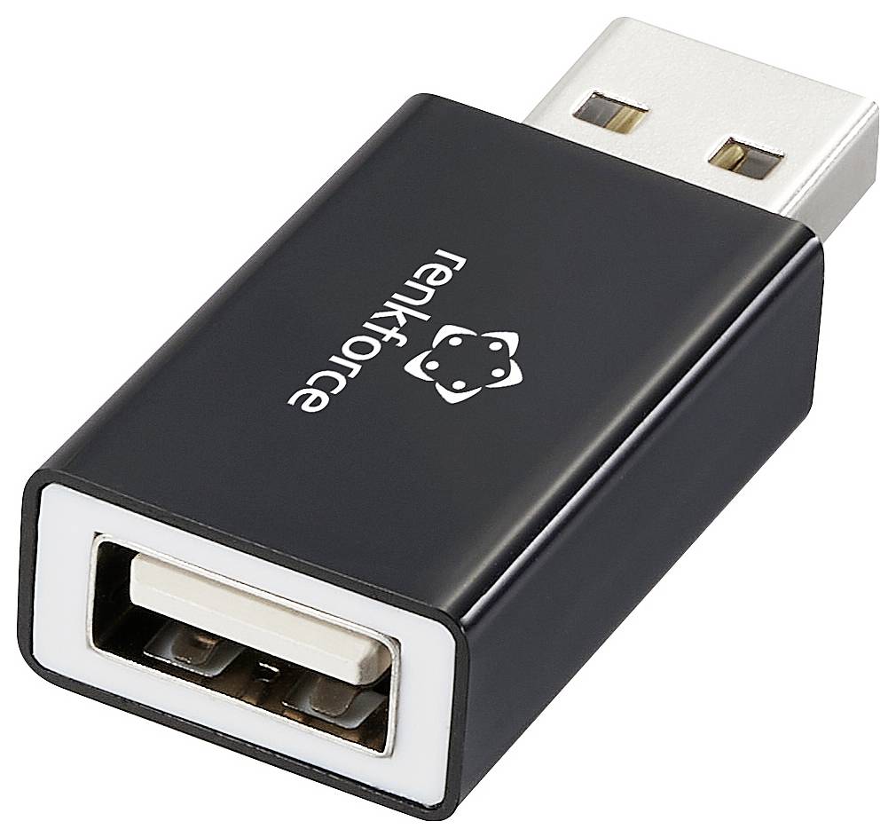 Schwarzer USB-Adapter mit weiblichem Anschluss, Marke 'renkforce', auf weißem Hintergrund.