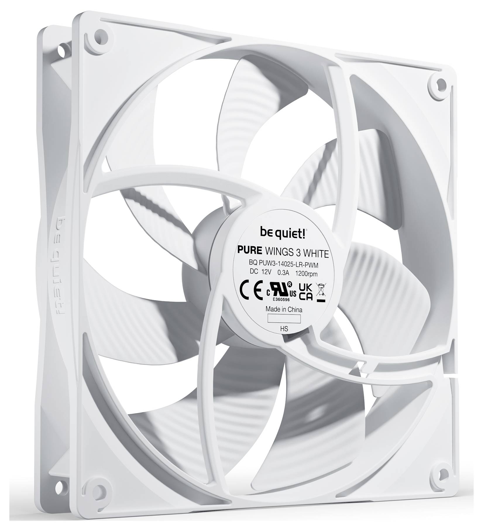 BeQuiet PURE WINGS 3 White 140mm PWM PC-Gehäuse-Lüfter Weiß (B x H x T) 140 x 25 x 140mm