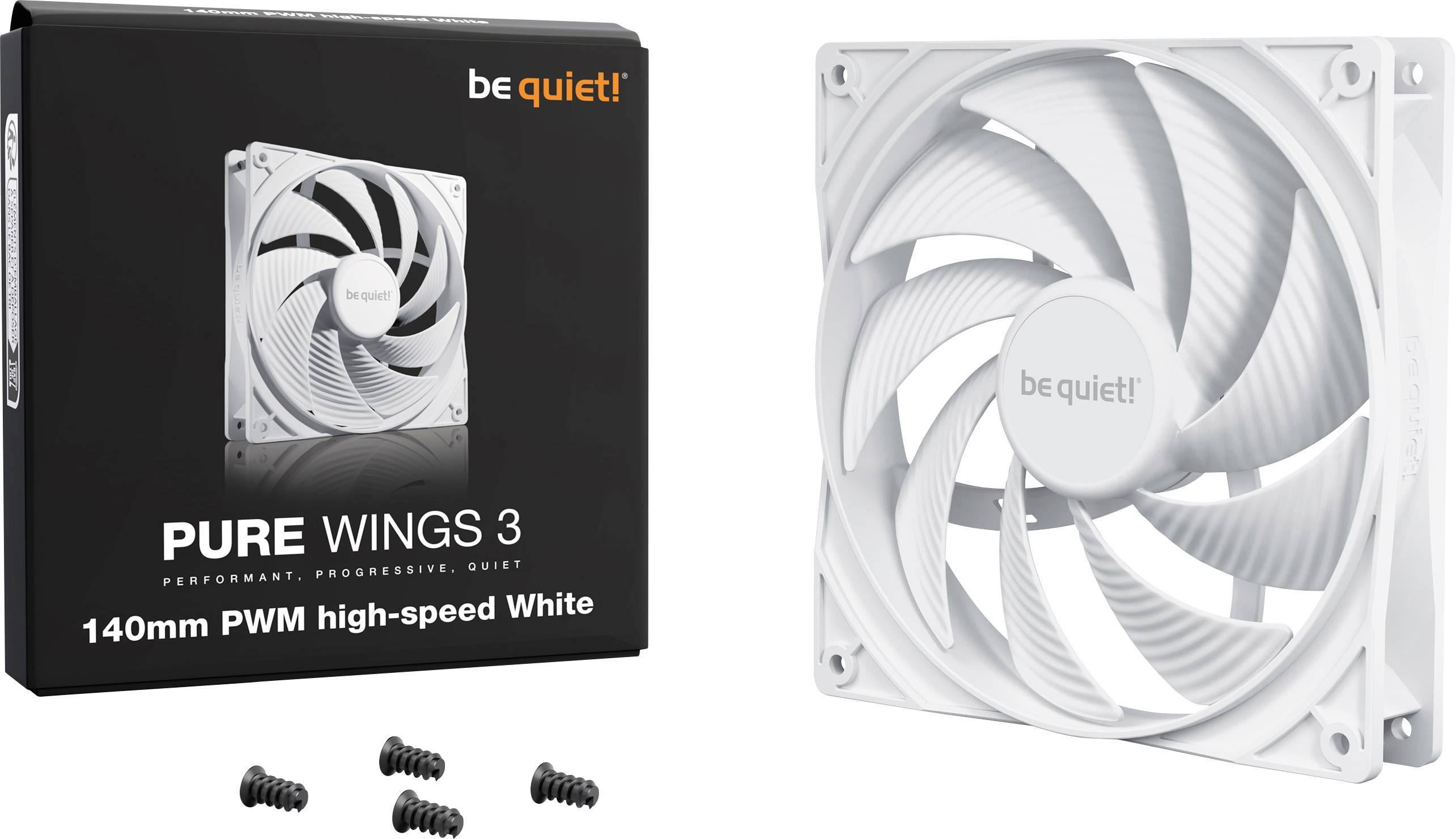 BeQuiet PURE WINGS 3 White 140mm PWM high-speed PC-Gehäuse-Lüfter Weiß (B x H x T) 140 x 25 x 140