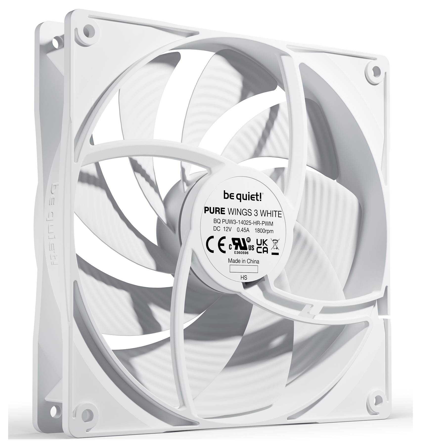 BeQuiet PURE WINGS 3 White 140mm PWM high-speed PC-Gehäuse-Lüfter Weiß (B x H x T) 140 x 25 x 140mm