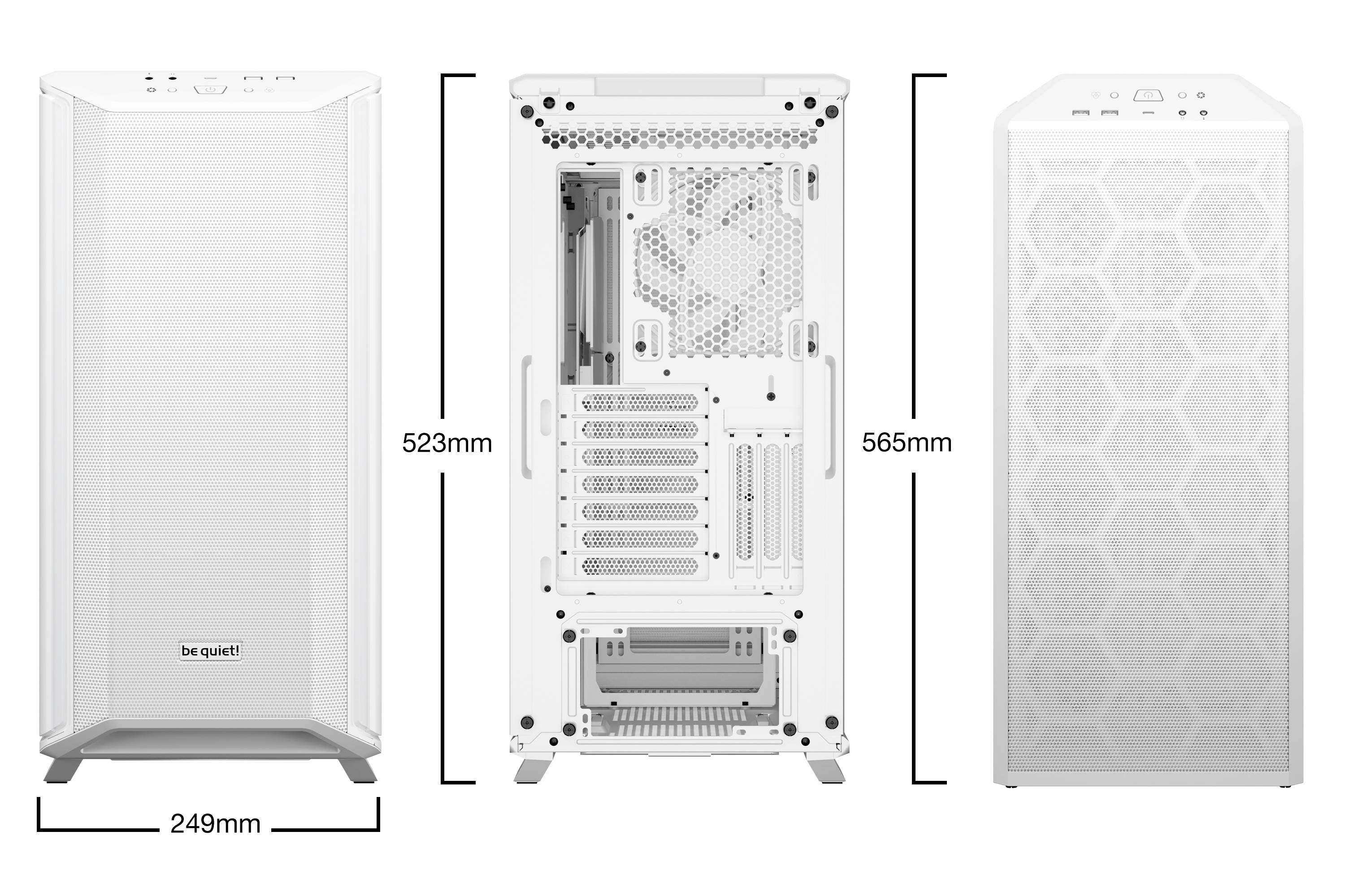BeQuiet DARK BASE 701 White Midi-Tower PC-Gehäuse Weiß 3 vorinstallierte Lüfter, Seitenfenster