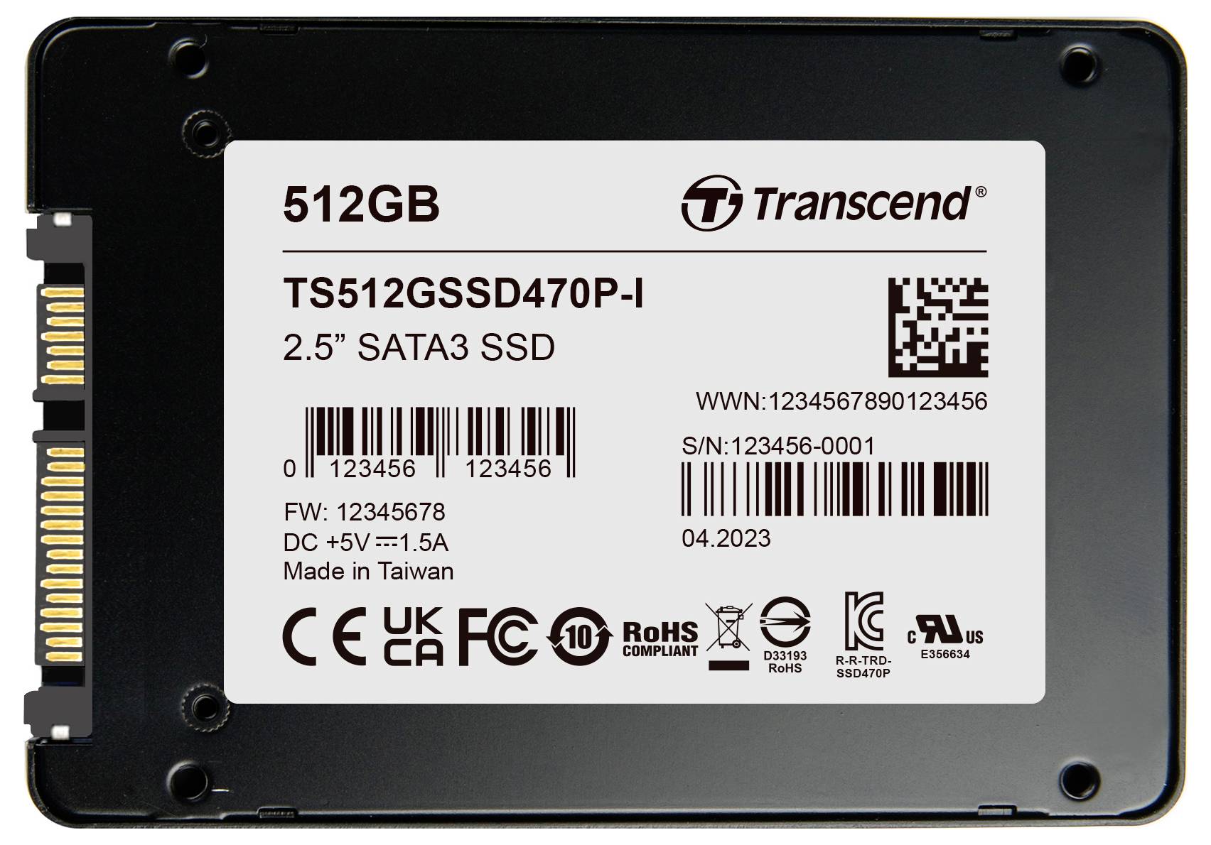 Transcend 512GB Interne mSATA SSD SATA III Retail TS512GSSD470P-I
