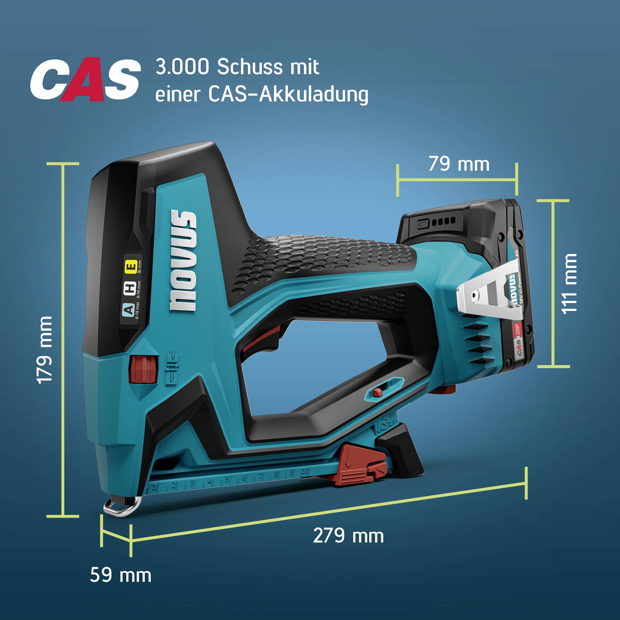 Novus Tools J-550 031-0373 Akkutacker Klammerntyp Typ 37, Typ 53 Klammernlänge 6 - 14mm ohne Akku, ohne Ladegerät