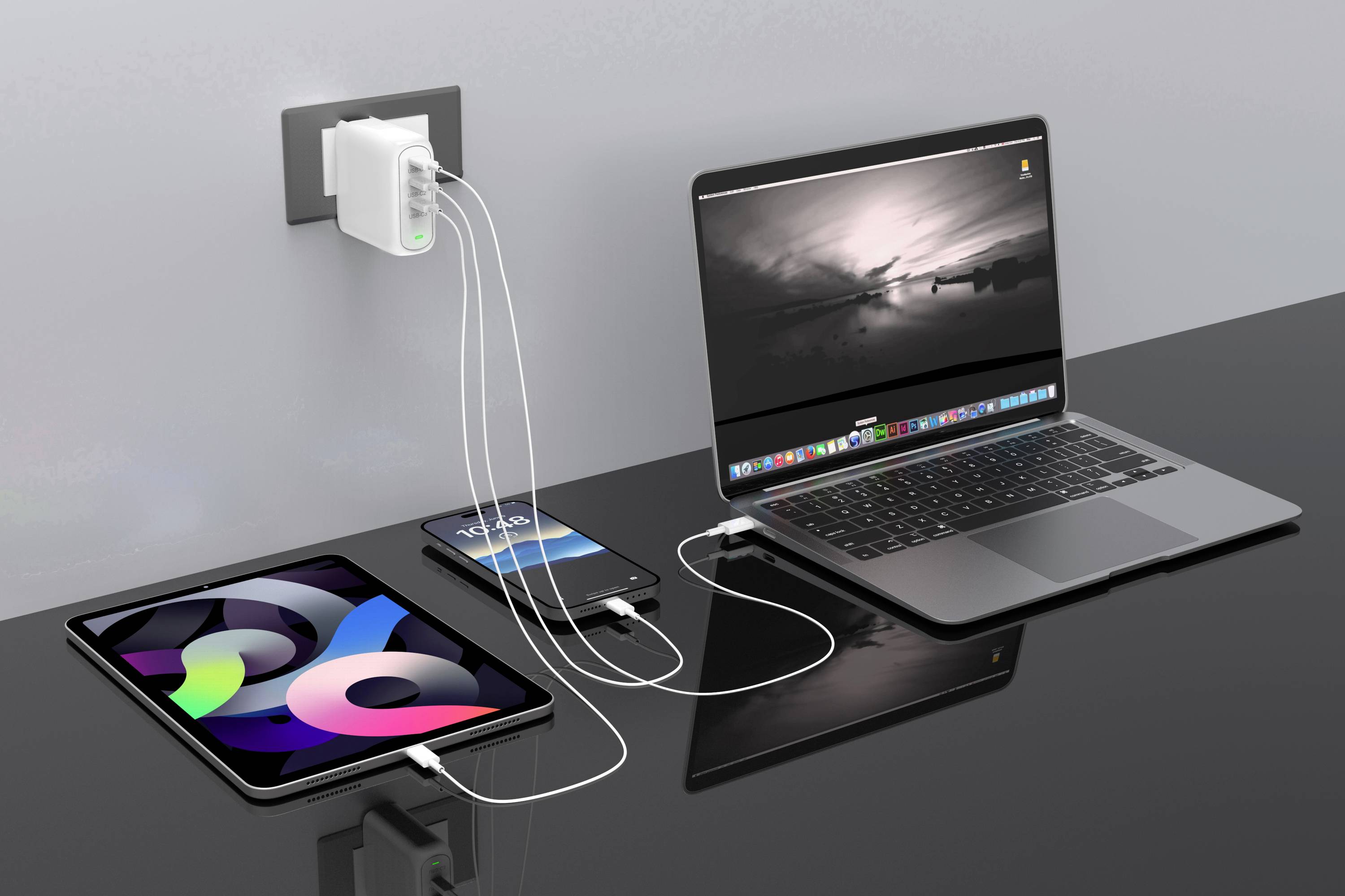 Creative 140W GaN USB Ladegerät 140W 3x USB-C® USB PD, Quick Charge 3.0, QC 4+ Weiß Innenbereich USB Power Delivery (USB-PD)