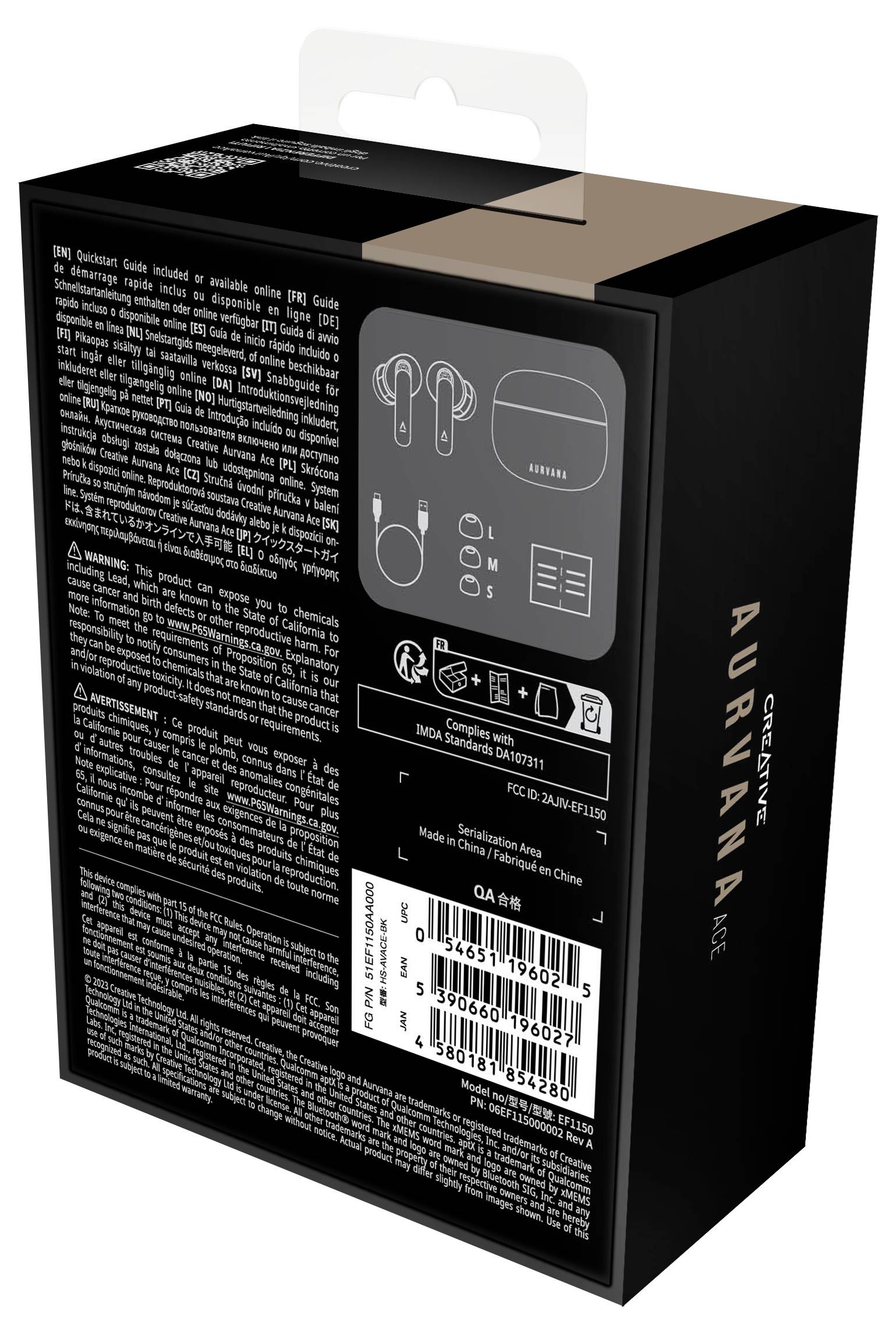 Creative Aurvana Ace In Ear Kopfhörer Bluetooth® Schwarz Schweißresistent, Wasserbeständig, Batterieladeanzeige, inkl. Lade- und