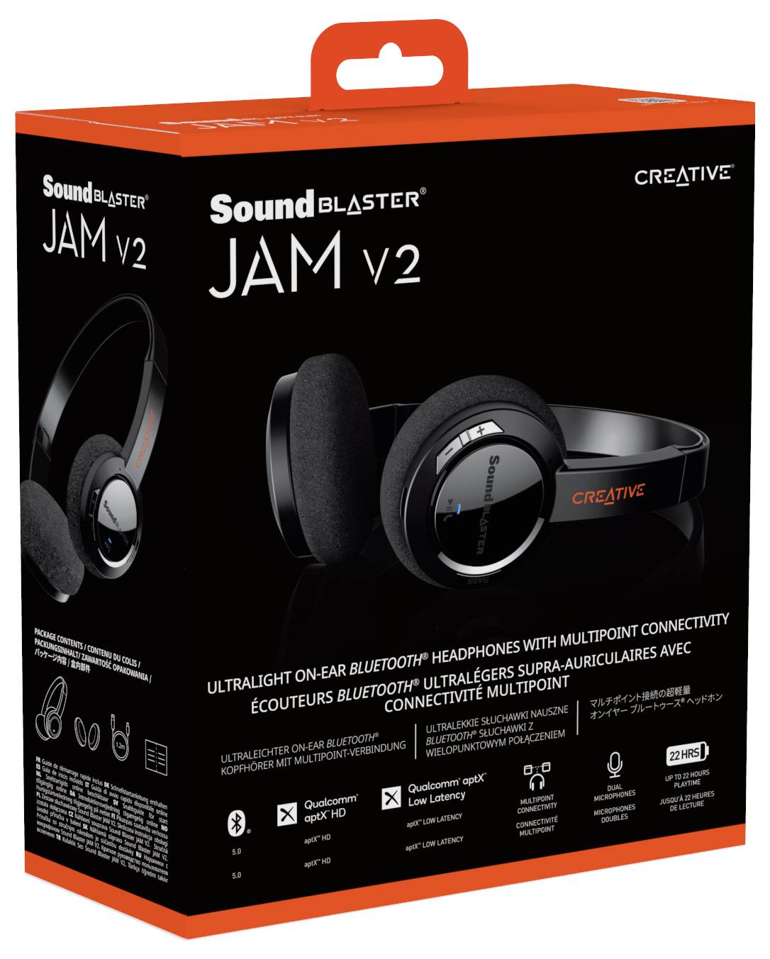 Creative Sound Blaster Jam V2 On Ear Headset Bluetooth® Stereo Schwarz Lautstärkeregelung, Mikrofon-Stummschaltung