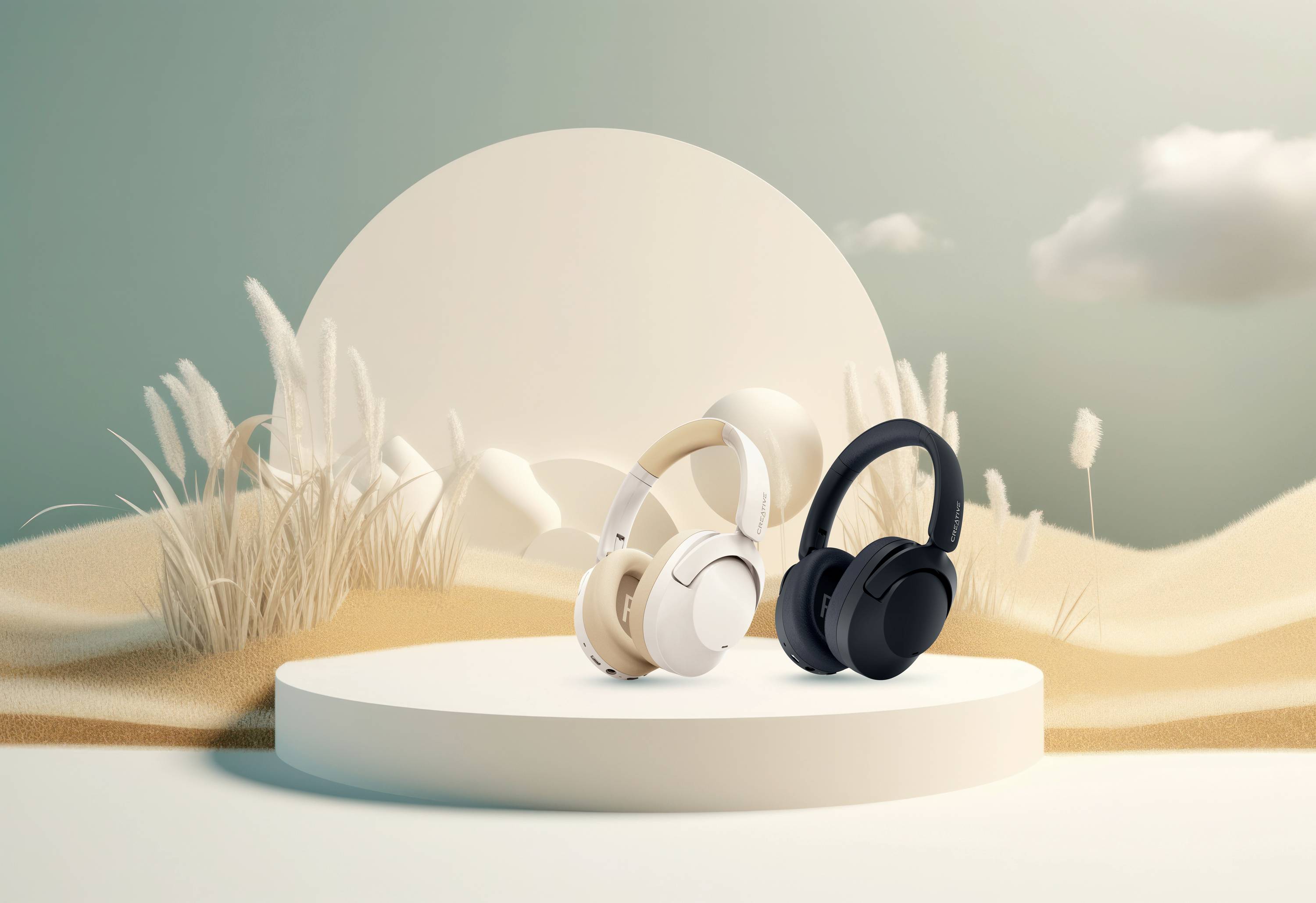 Creative Zen Hybrid 2 On Ear Headset Bluetooth® Stereo Creme Lautstärkeregelung, Mikrofon-Stummschaltung