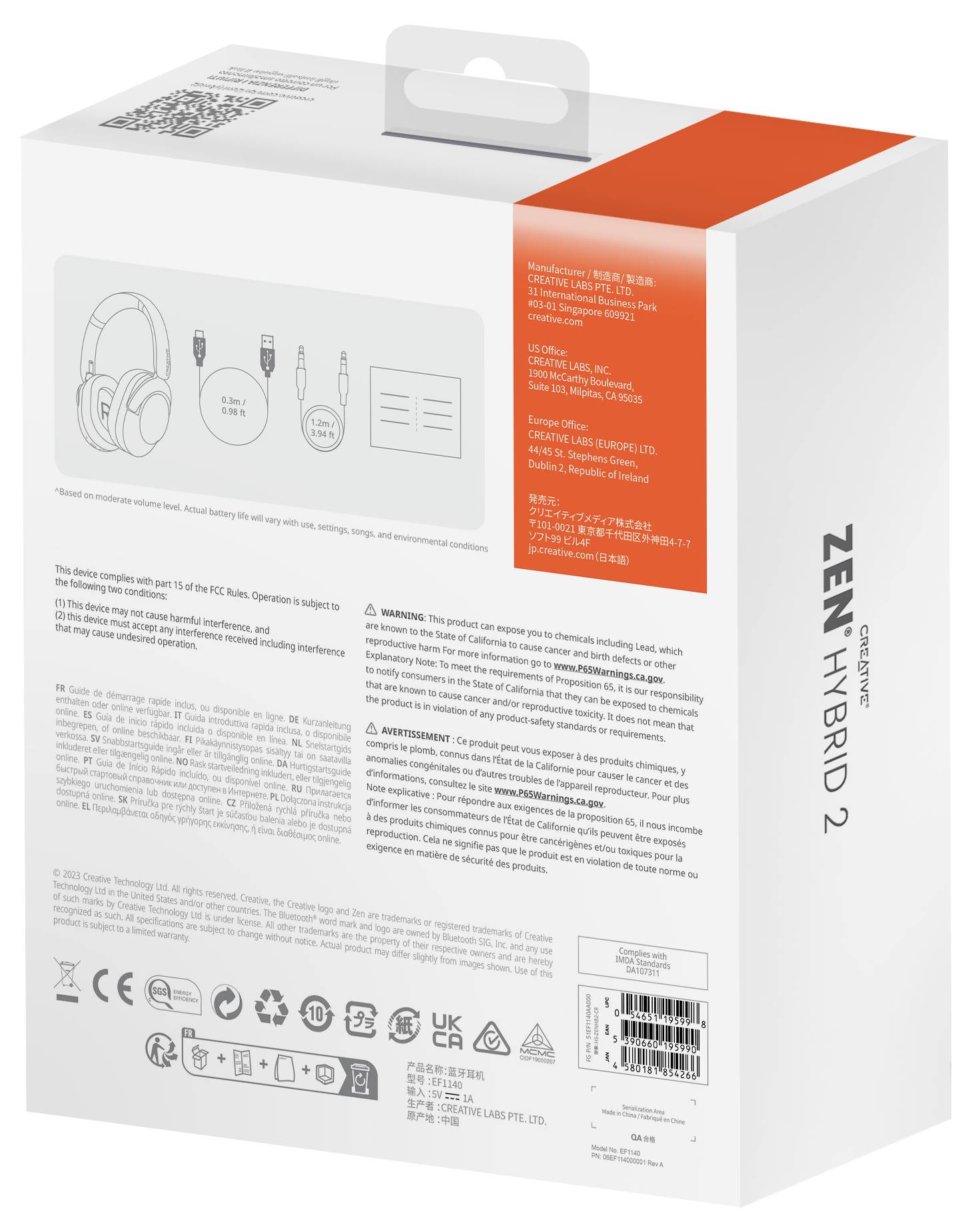 Creative Zen Hybrid 2 On Ear Headset Bluetooth® Stereo Creme Lautstärkeregelung, Mikrofon-Stummschaltung