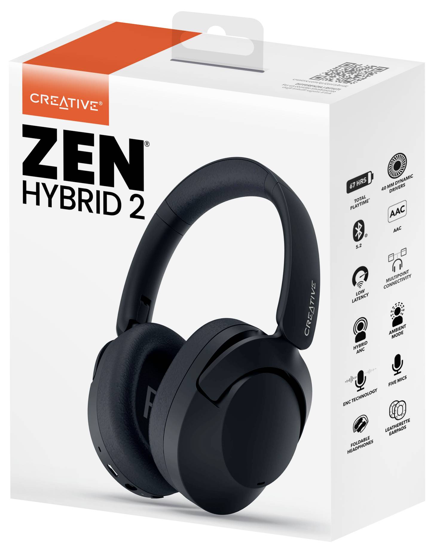 Creative Zen Hybrid 2 On Ear Headset Bluetooth® Stereo Schwarz Lautstärkeregelung, Mikrofon-Stummschaltung