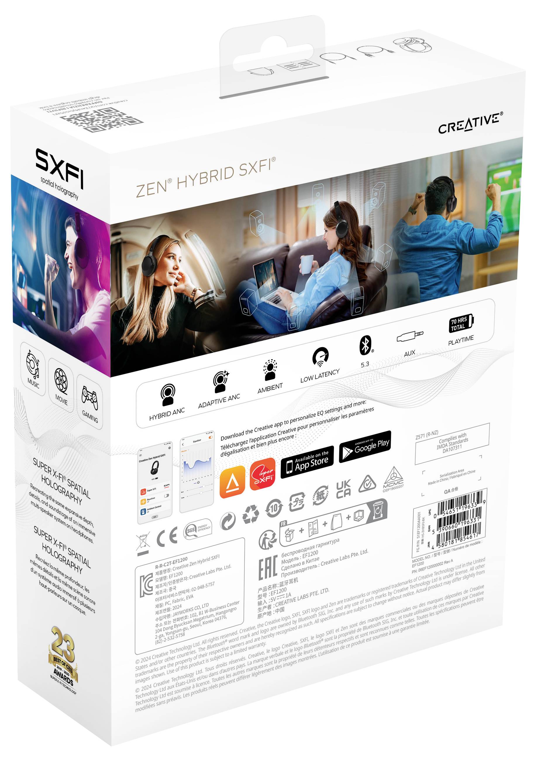 Creative Zen Hybrid SXFI On Ear Headset Bluetooth® Stereo Schwarz Lautstärkeregelung, Mikrofon-Stummschaltung