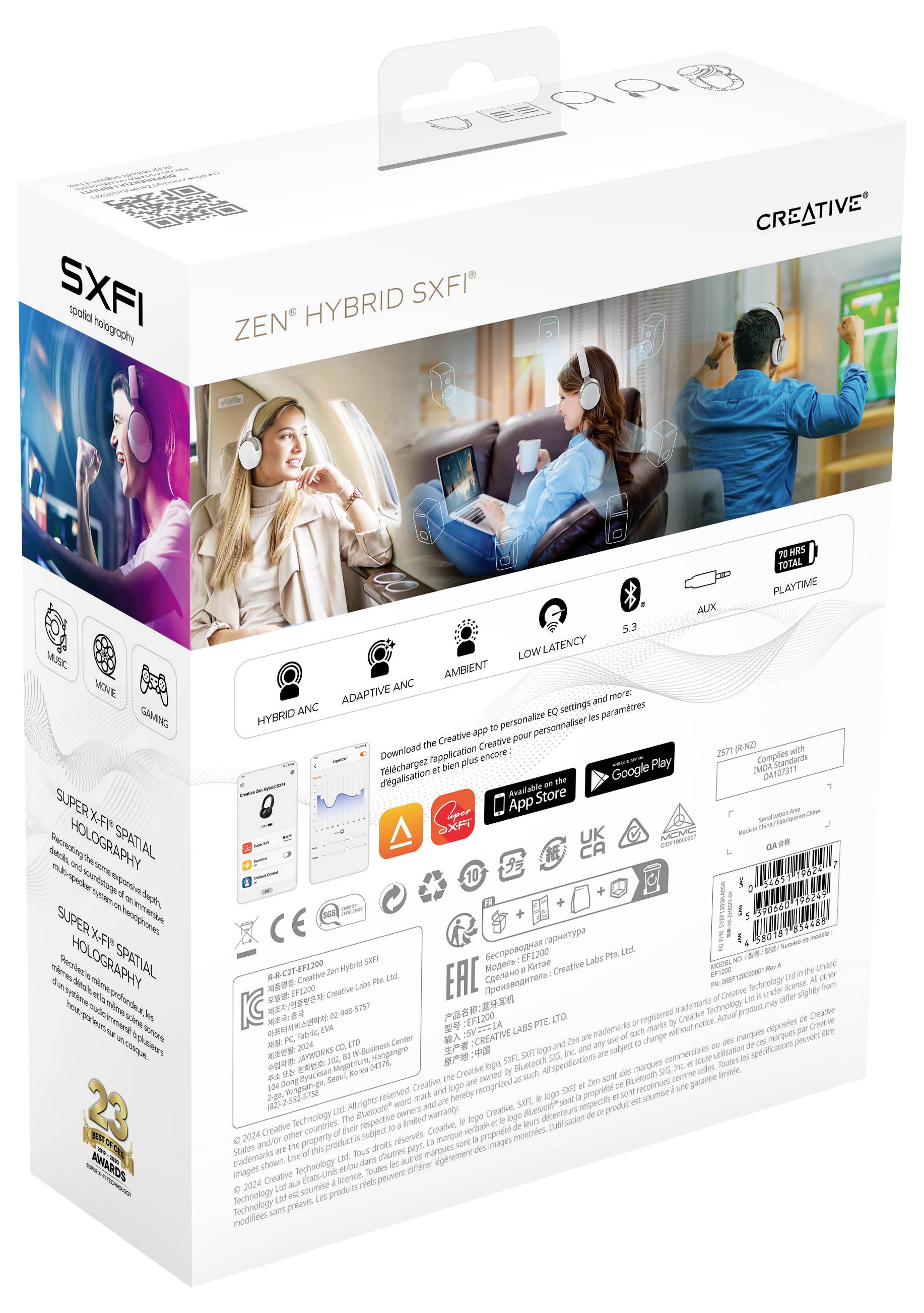 Creative Zen Hybrid SXFI On Ear Headset Bluetooth® Stereo Grau Lautstärkeregelung, Mikrofon-Stummschaltung