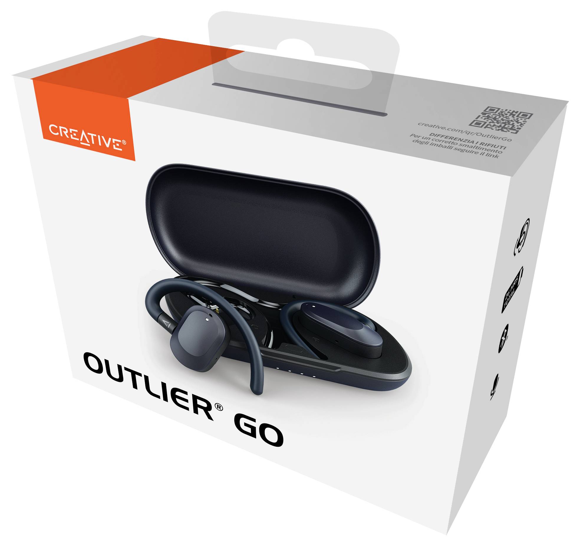 Creative Outlier GO TWS On Ear Headset Bluetooth® Stereo Schwarz Schweißresistent, Wasserbeständig, Batterieladeanzeige, inkl