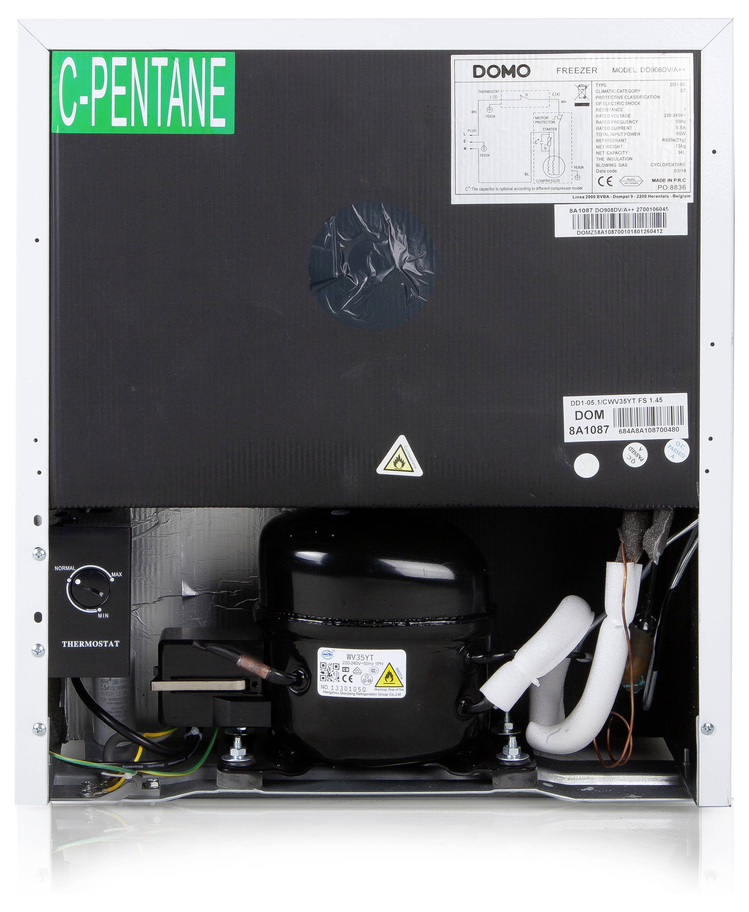 DOMO DO91102F Gefrierschrank EEK: D (A - G) 33l Standgerät Weiß