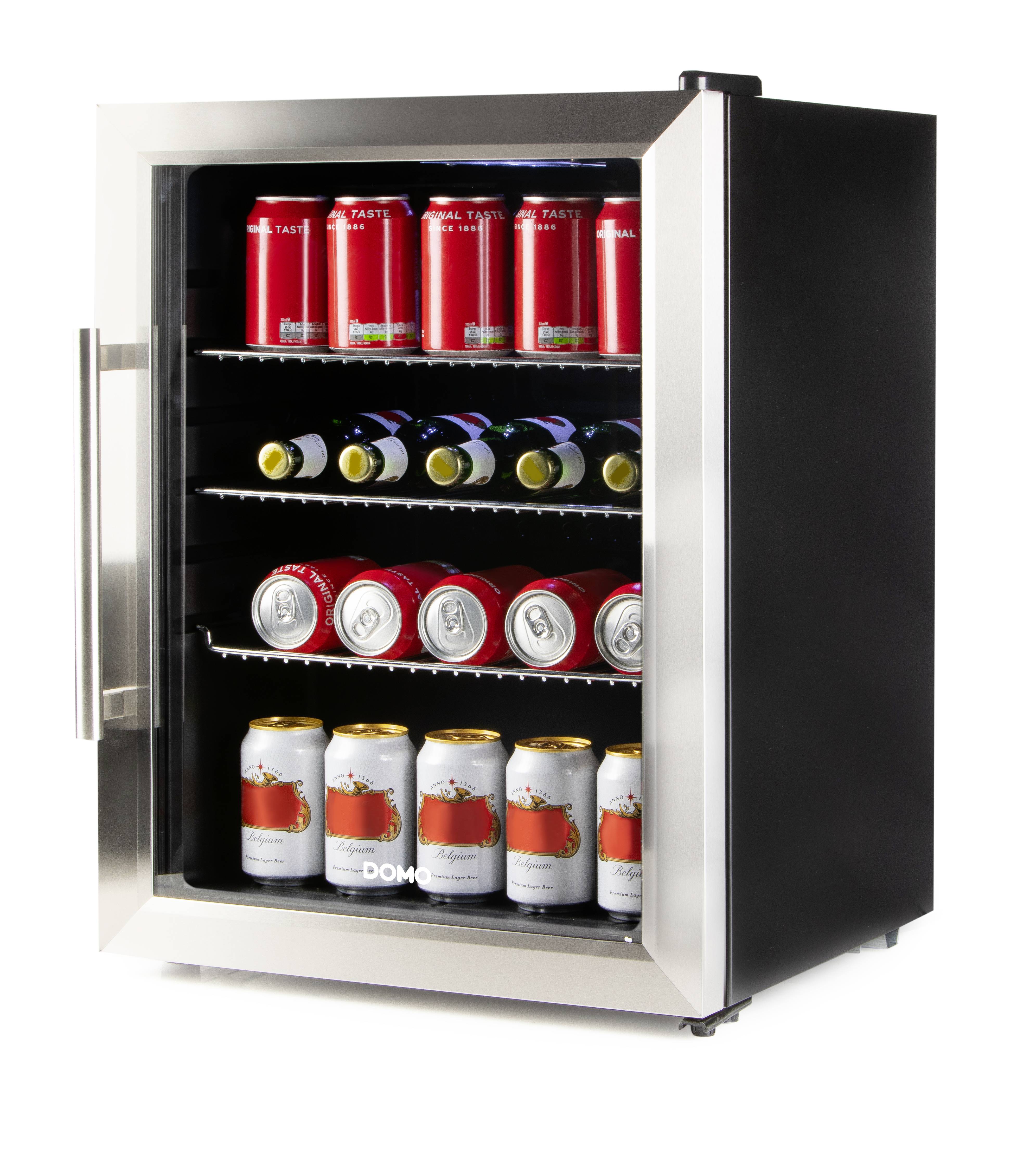 DOMO DO91609BK Party-Kühlschrank EEK: D (A - G) 60 l Standgerät Schwarz, Edelstahl (gebürstet)