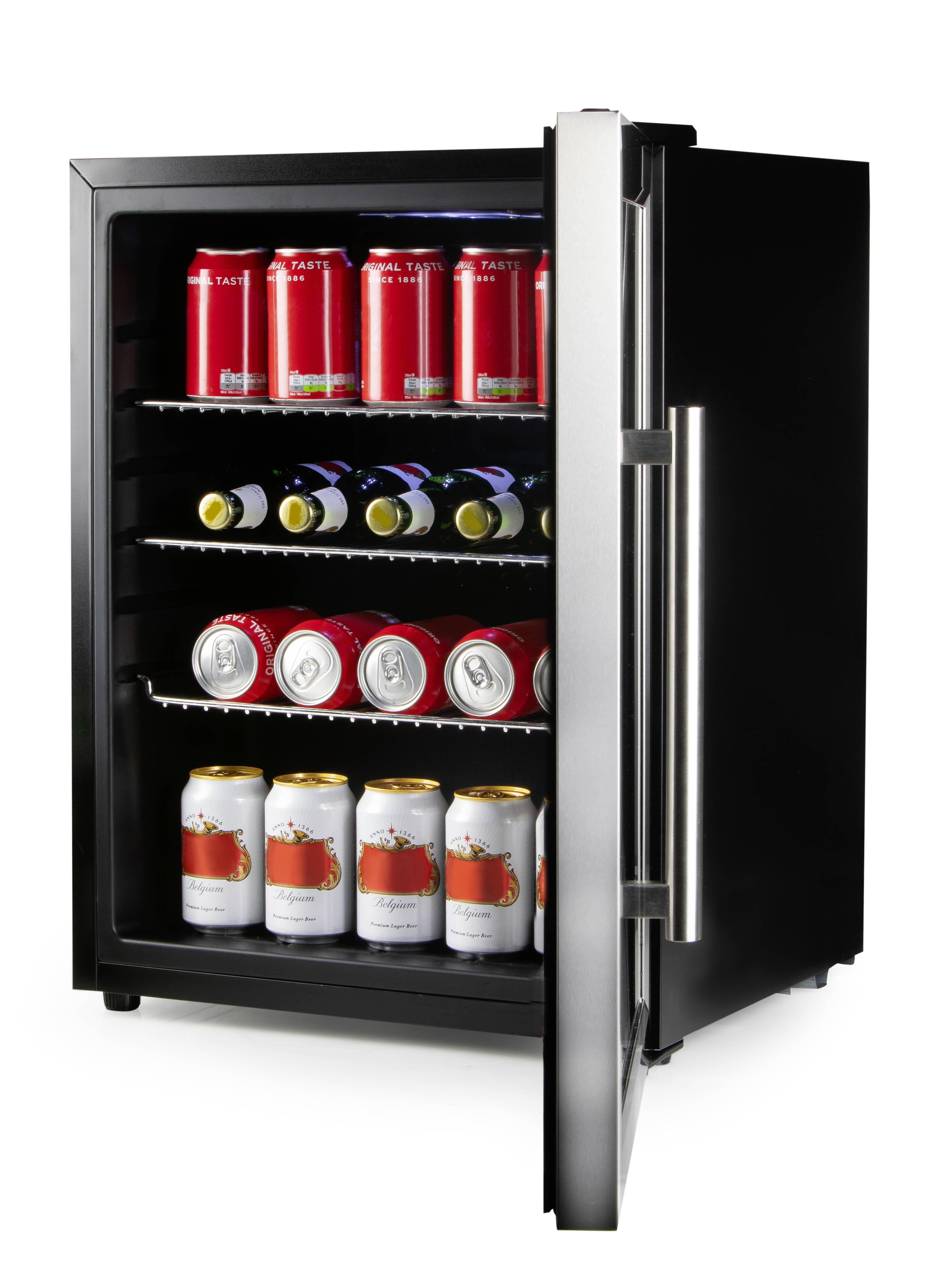 DOMO DO91609BK Party-Kühlschrank EEK: D (A - G) 60 l Standgerät Schwarz, Edelstahl (gebürstet)