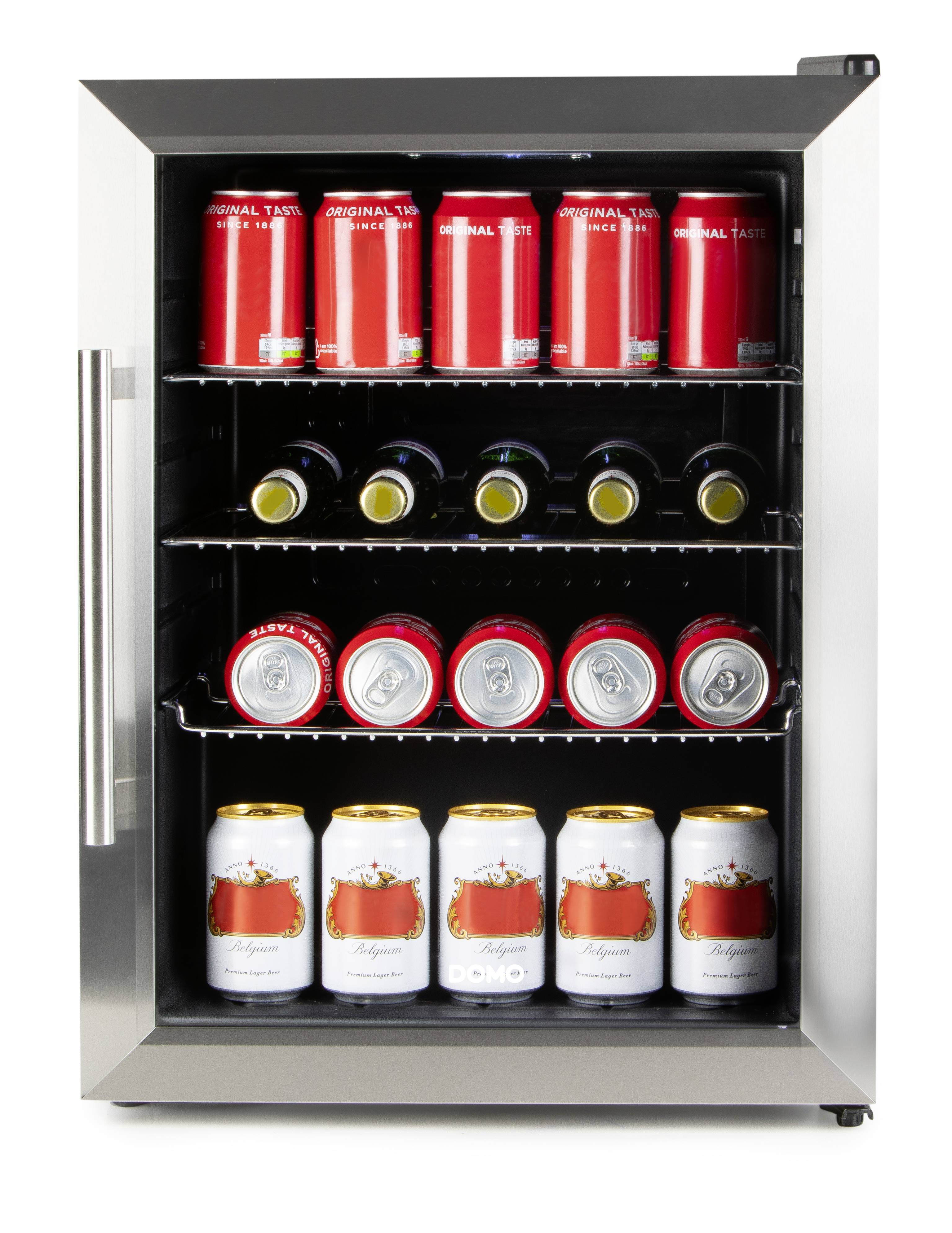 DOMO DO91609BK Party-Kühlschrank EEK: D (A - G) 60 l Standgerät Schwarz, Edelstahl (gebürstet)