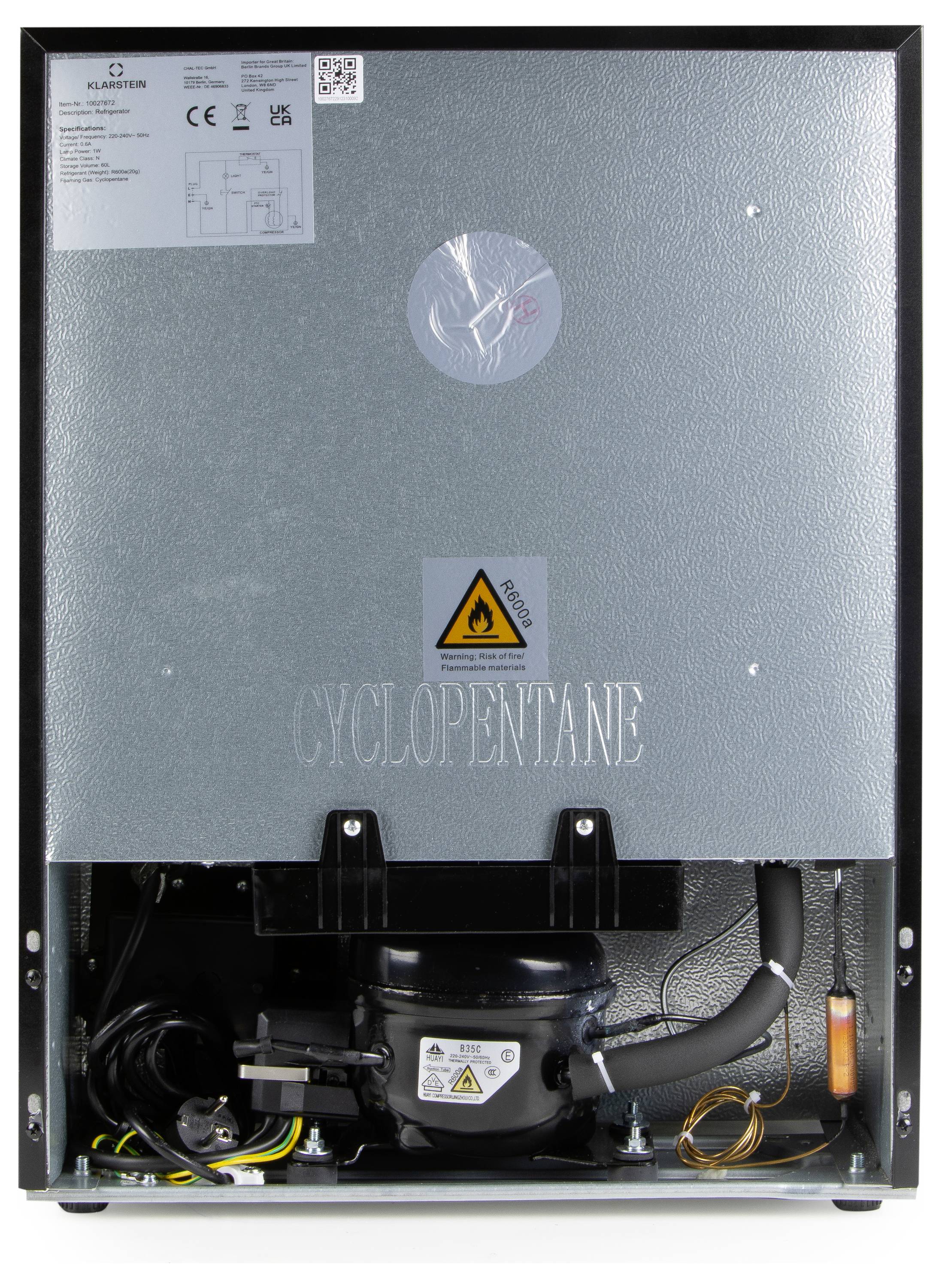 DOMO DO91609BK Party-Kühlschrank EEK: D (A - G) 60l Standgerät Schwarz, Edelstahl (gebürstet)