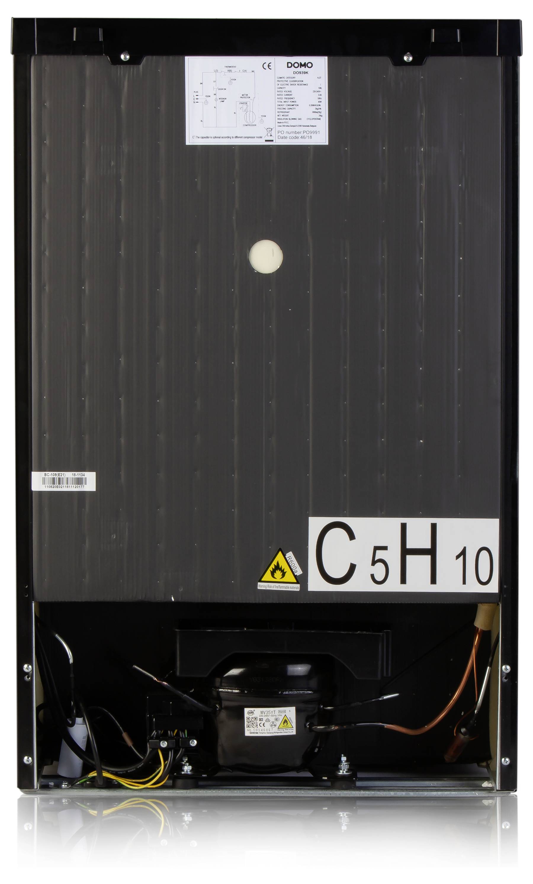 DOMO DO91124 Kühlschrank EEK: D (A - G) 108l Standgerät Schwarz (matt)