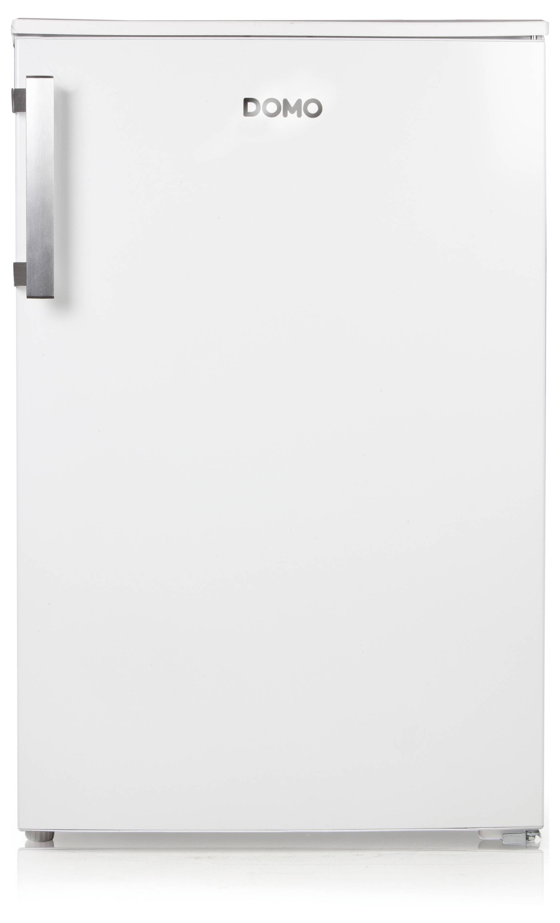 Ein weißer Kühlschrank mit der Aufschrift 'DOMO' oben.
