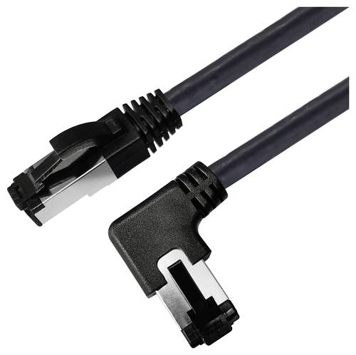 Maxtrack TI52-3L RJ45 Patchkabel CAT 8.1 S/FTP 3 m Schwarz 90° nach links gewinkelt, Einzelschirm 1