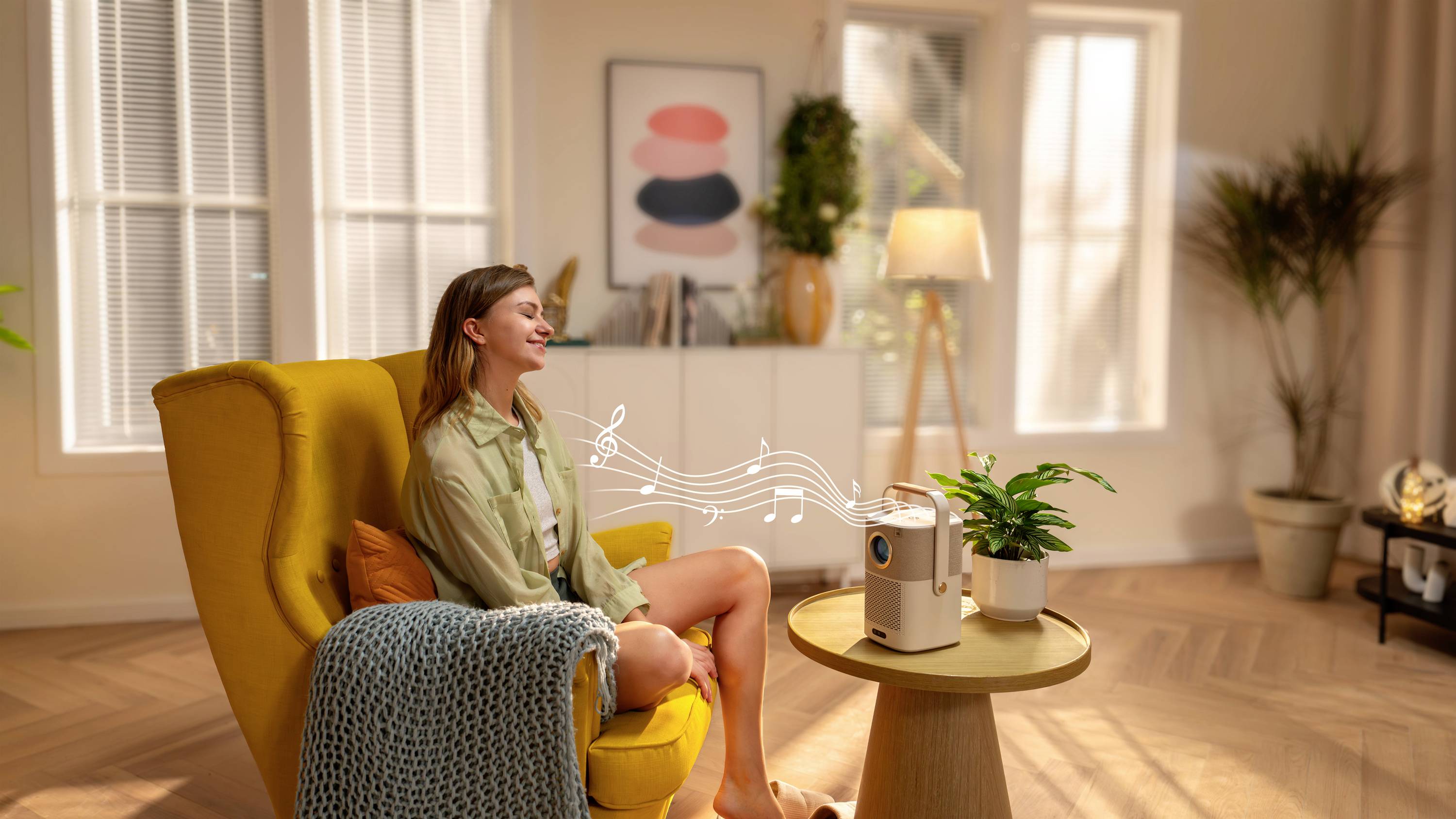 Yaber Beamer T2Plus LED 450 ANSI-Lumen 1920 x 1080 Full HD Akkubetrieben, 4K unterstützt, JBL Lautsprecher integriert