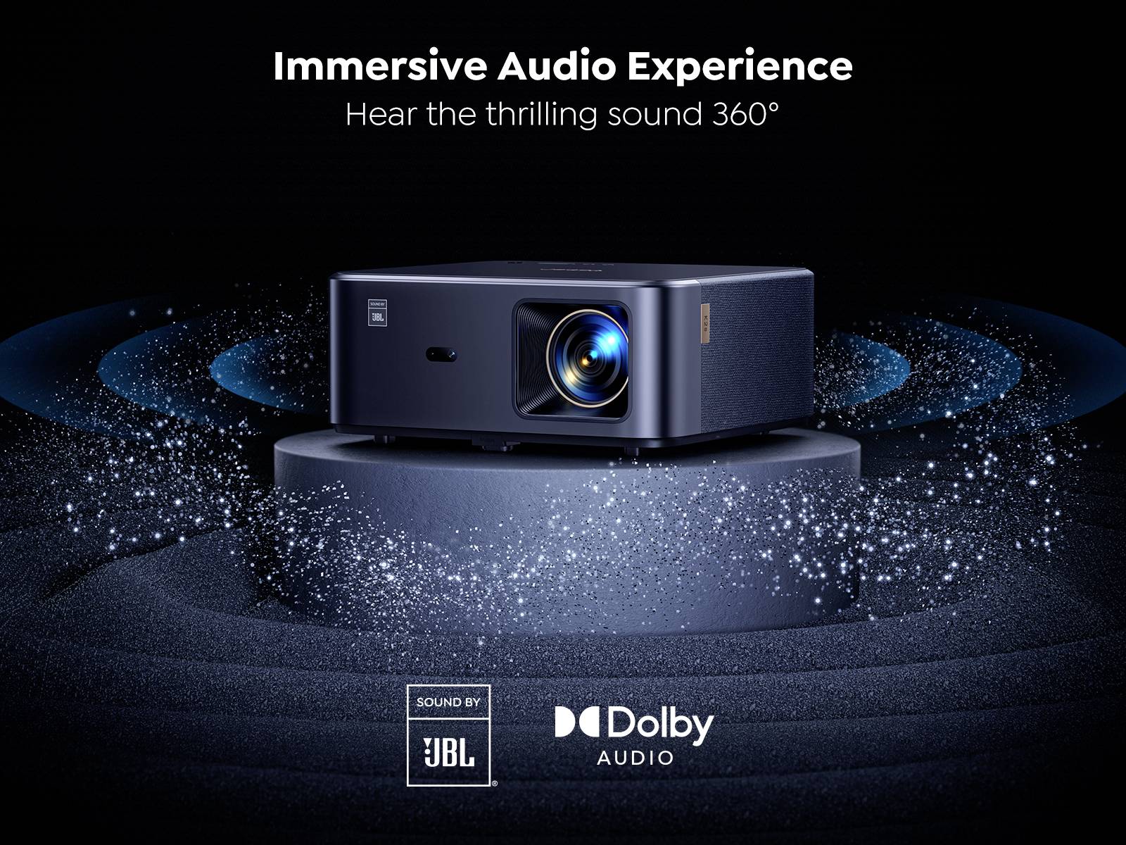 Yaber Beamer K2S LCD 800 ANSI-Lumen 1920 x 1080 Full HD 4K unterstützt, JBL Lautsprecher integriert, Smart-TV-Dongle, Autofokus