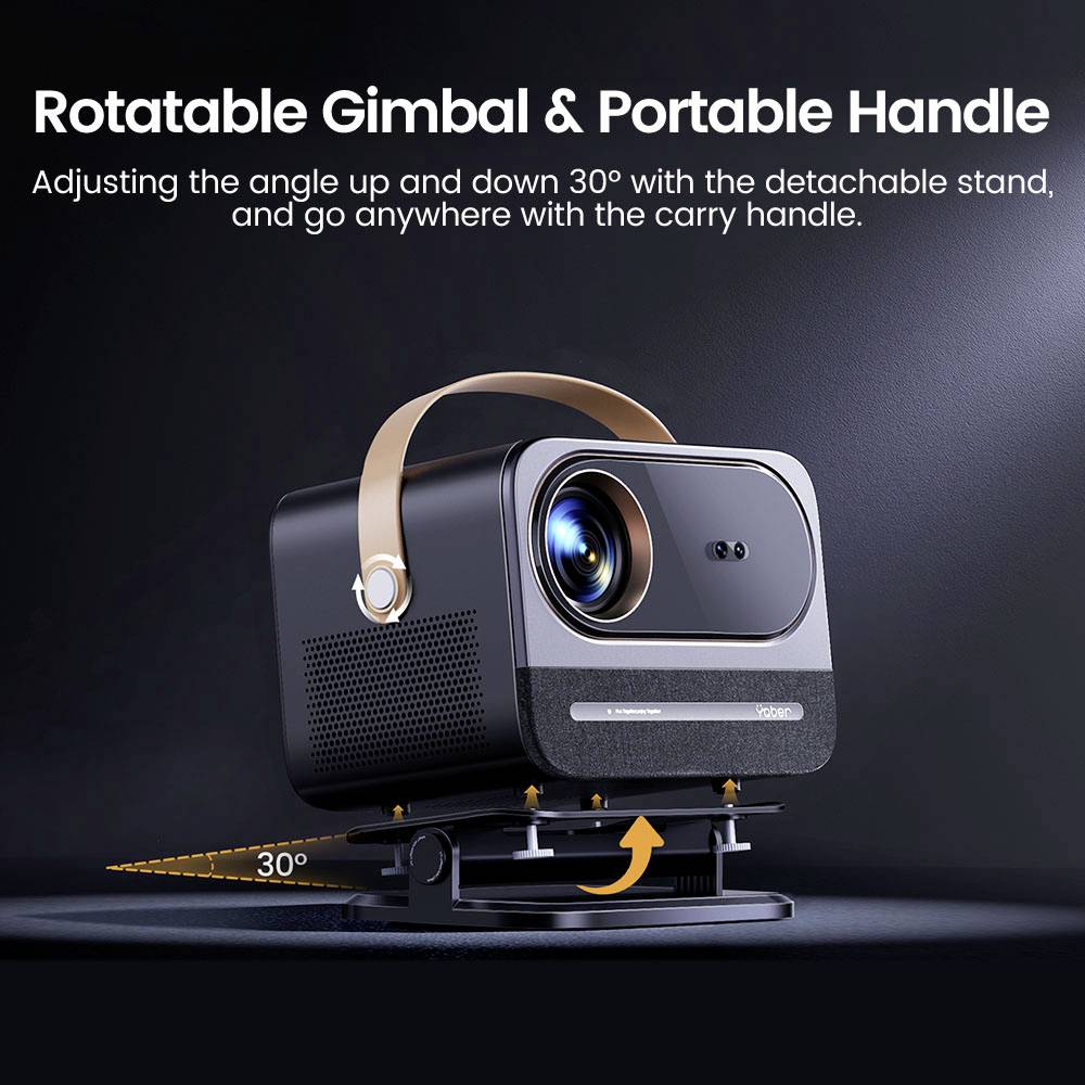 Yaber Beamer U12 LED 700 ANSI-Lumen 1920 x 1080 Full HD 4K unterstützt, Autofokus, Linux OS, Drehbarer Gimbal, Dolby Audio