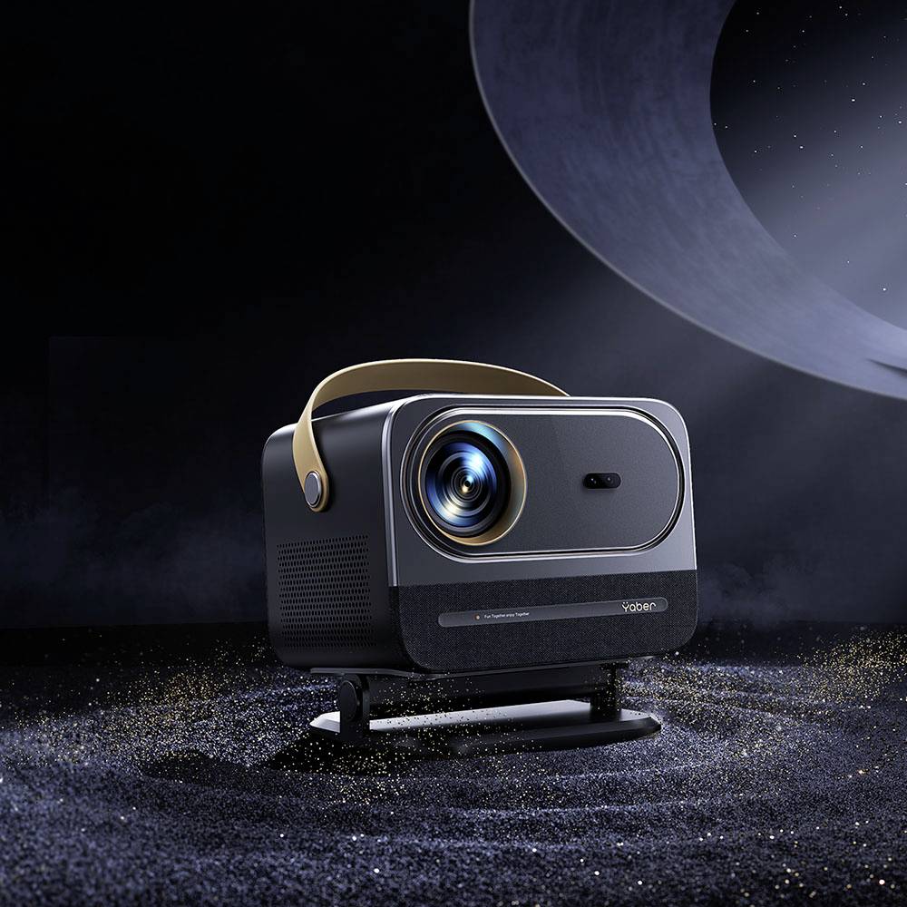 Yaber Beamer U12 LED 700 ANSI-Lumen 1920 x 1080 Full HD 4K unterstützt, Autofokus, Linux OS, Drehbarer Gimbal, Dolby Audio