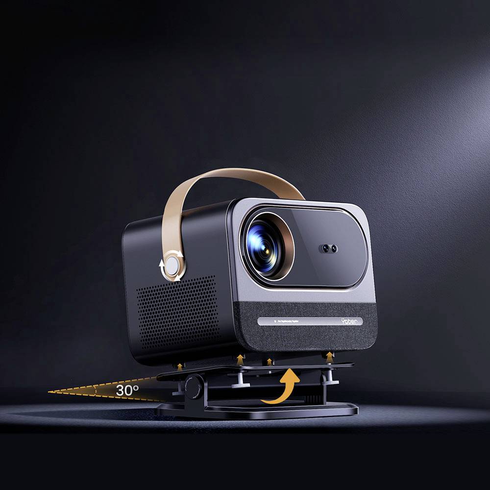 Yaber Beamer U12 LED 700 ANSI-Lumen 1920 x 1080 Full HD 4K unterstützt, Autofokus, Linux OS, Drehbarer Gimbal, Dolby Audio