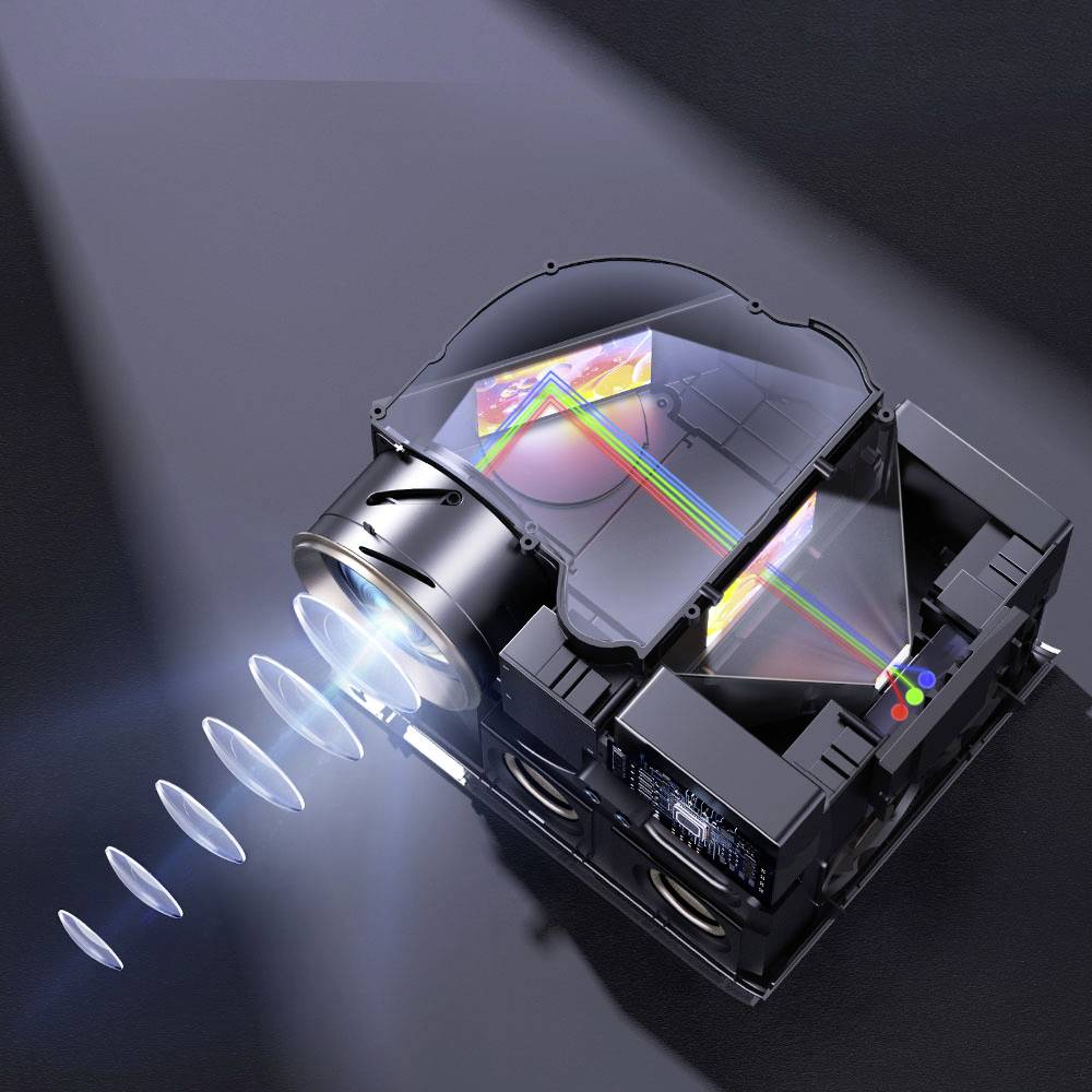 Yaber Beamer U12 LED 700 ANSI-Lumen 1920 x 1080 Full HD 4K unterstützt, Autofokus, Linux OS, Drehbarer Gimbal, Dolby Audio