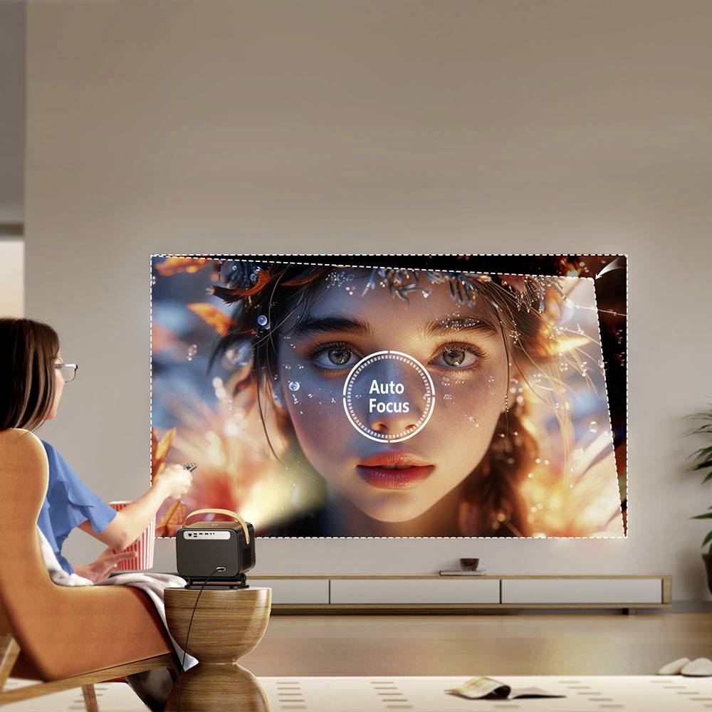 Yaber Beamer U12 LED 700 ANSI-Lumen 1920 x 1080 Full HD 4K unterstützt, Autofokus, Linux OS, Drehbarer Gimbal, Dolby Audio