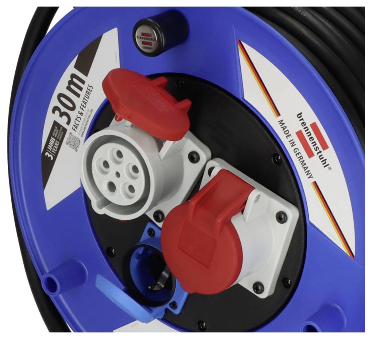 Brennenstuhl 1238010 Kabeltrommel 30m Schwarz CEE-Stecker 16A 5polig