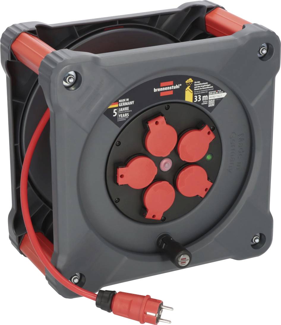 Brennenstuhl 9202330210 Kabeltrommel 33 m Rot Schutzkontakt-Stecker