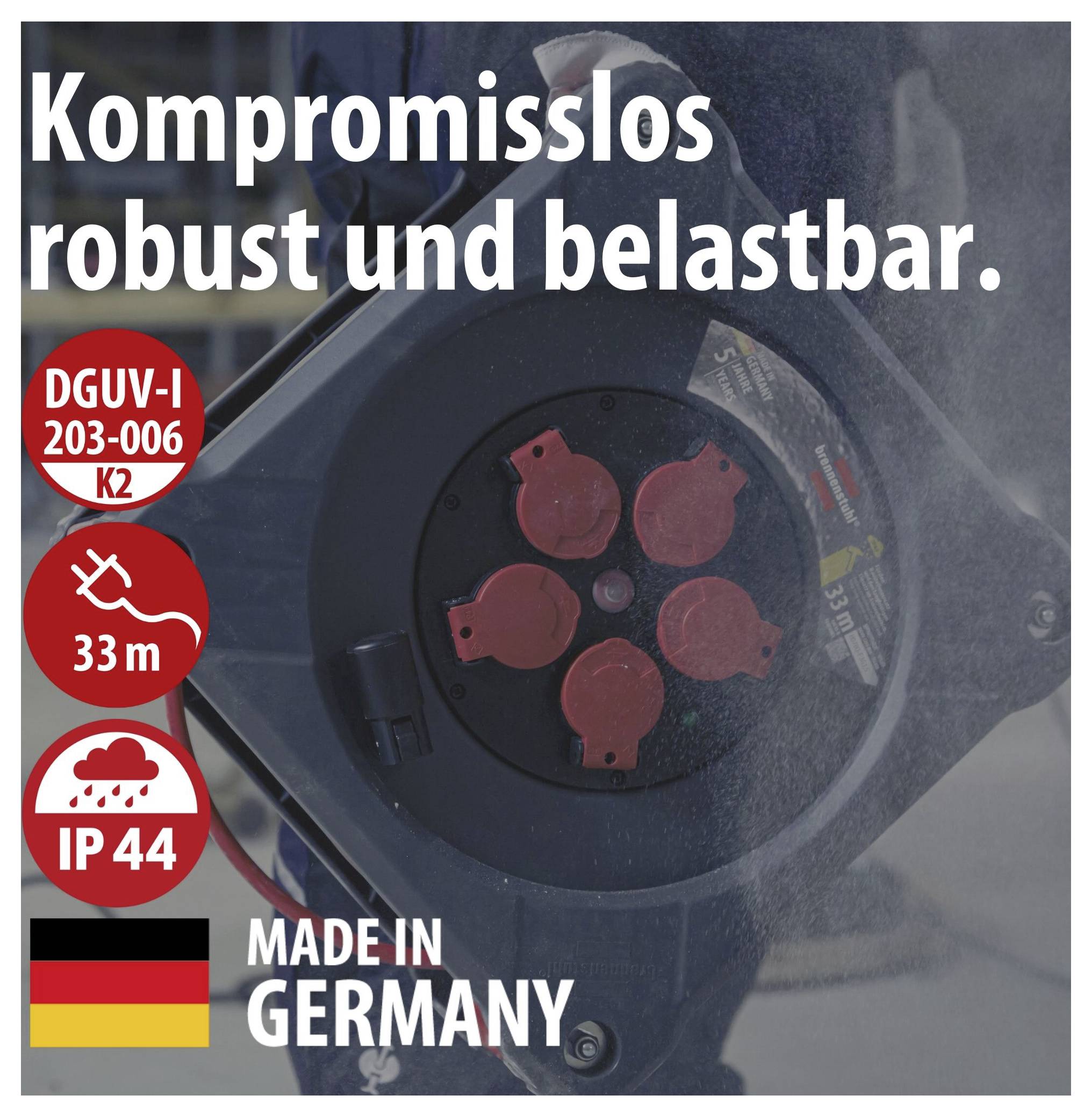 Brennenstuhl 9202330210 Kabeltrommel 33 m Rot Schutzkontakt-Stecker