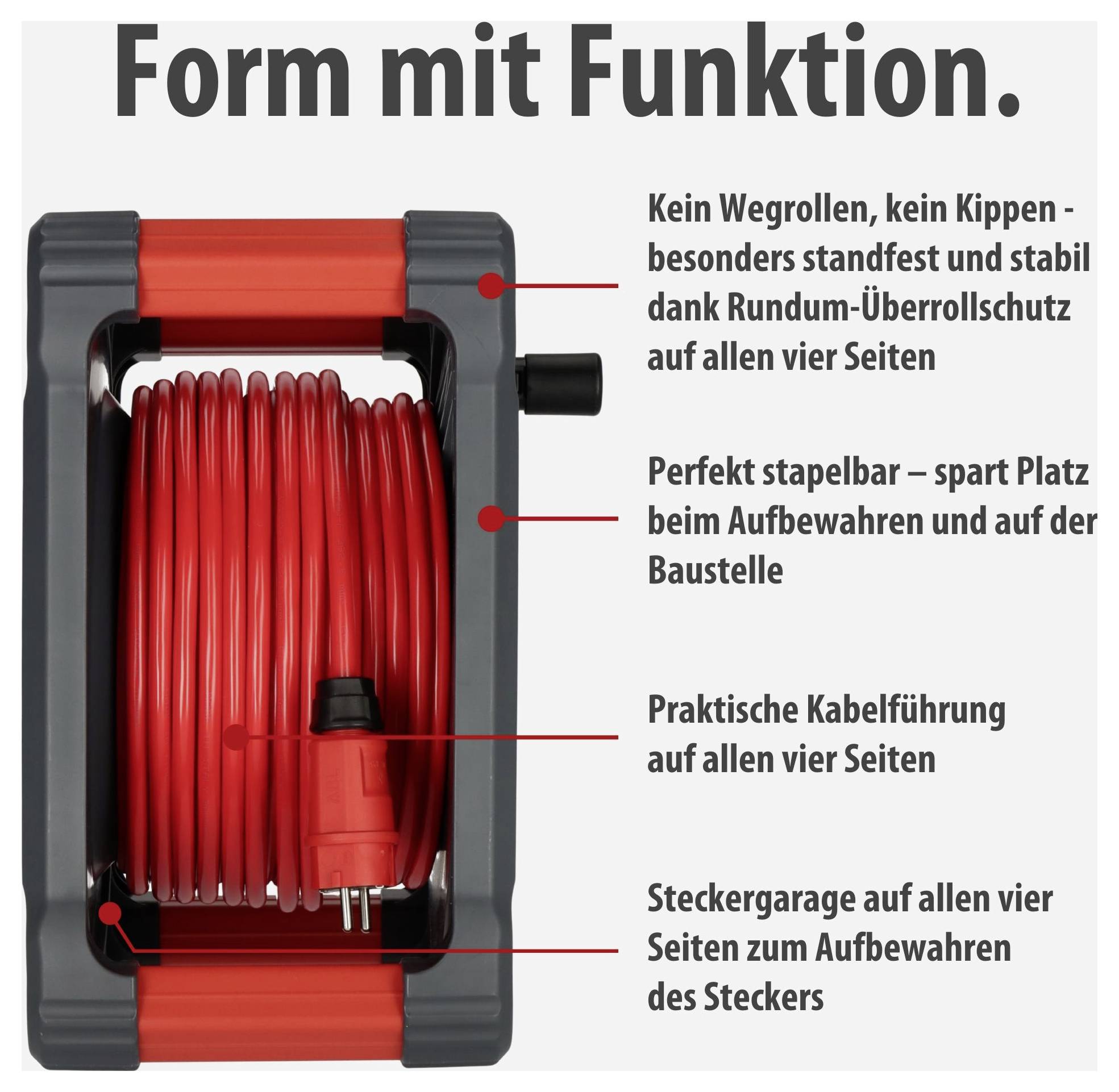 Brennenstuhl 9202330210 Kabeltrommel 33 m Rot Schutzkontakt-Stecker