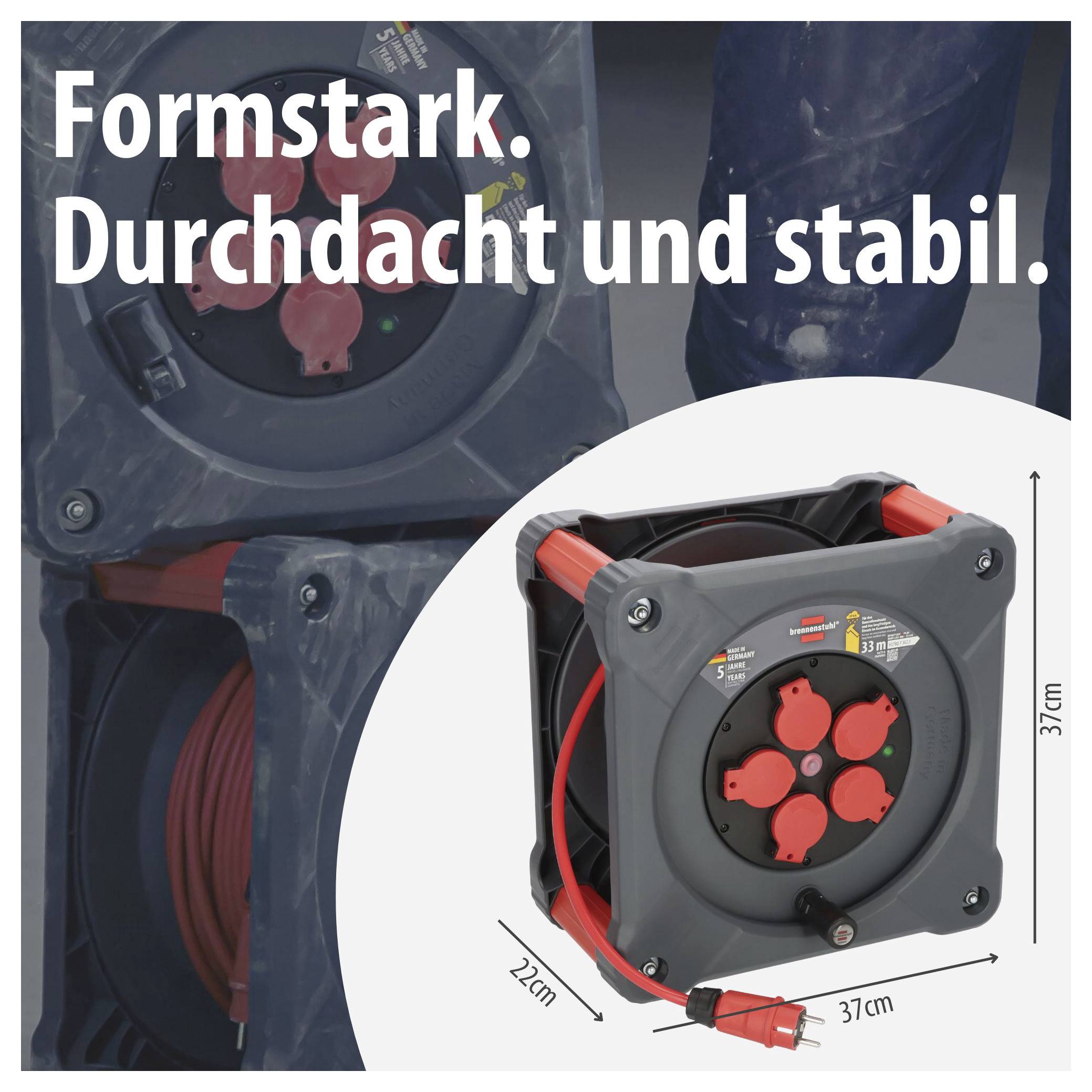 Brennenstuhl 9202330210 Kabeltrommel 33 m Rot Schutzkontakt-Stecker