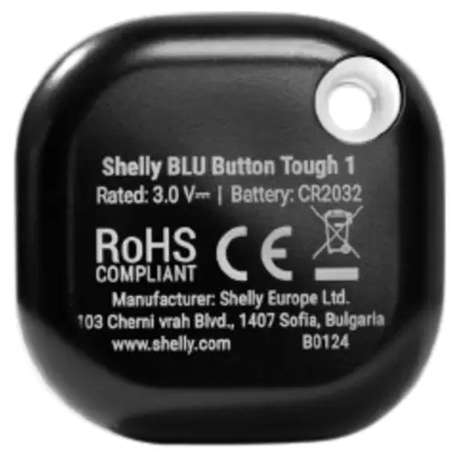 Shelly BLU Button Tough 1 Black Fernbedienung, Taster Bluetooth Low Energy Shelly BLU Button Tough 1 Black Fernbedienung, Taster Bluetooth Low Energy