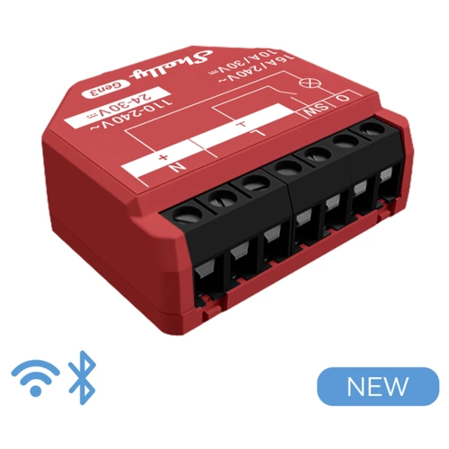 Shelly 1PM Gen3 Schalt-Messaktor Bluetooth, Wi-Fi Shelly 1PM Gen3 Schalt-Messaktor Bluetooth, Wi-Fi