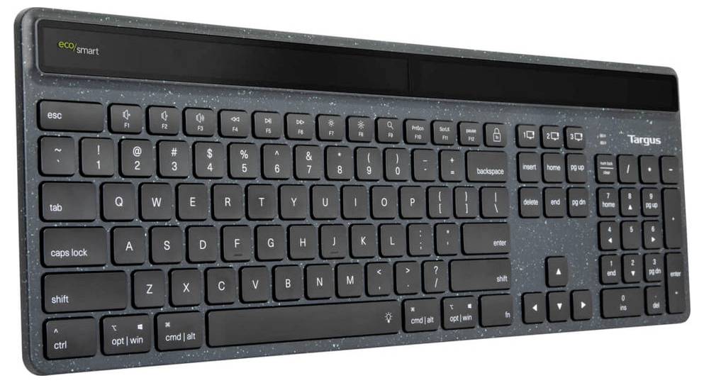 Targus EcoSmart™ Bluetooth® Tastatur Deutsch, QWERTZ Schwarz Beleuchtet, Ergonomisch, Geräuscharme Tasten, mit numerischer
