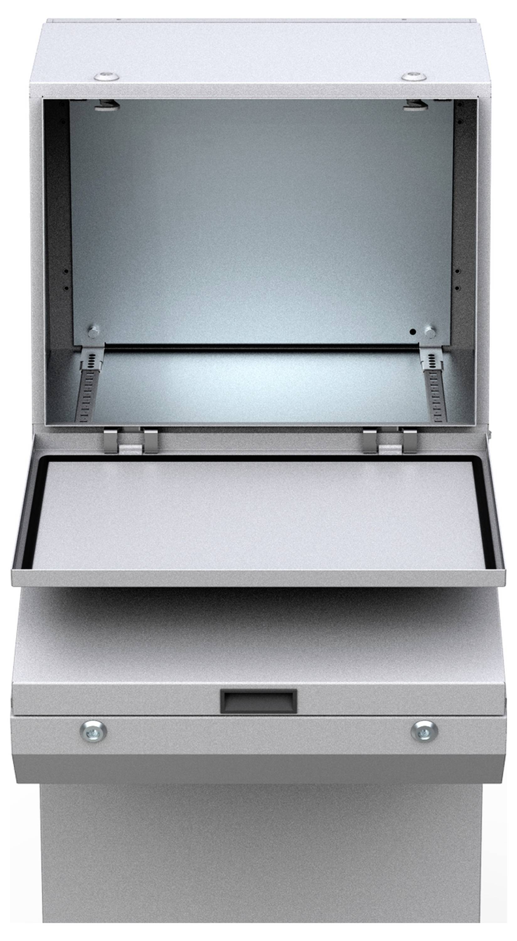 Ein geöffneter Scanner mit offenem Deckel auf einem silbernen Gehäuse, bereit zur Benutzung.