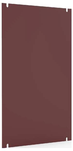 Ein rechteckiges, einfarbiges braunes Metallpaneel mit kleinen Löchern in den Ecken.