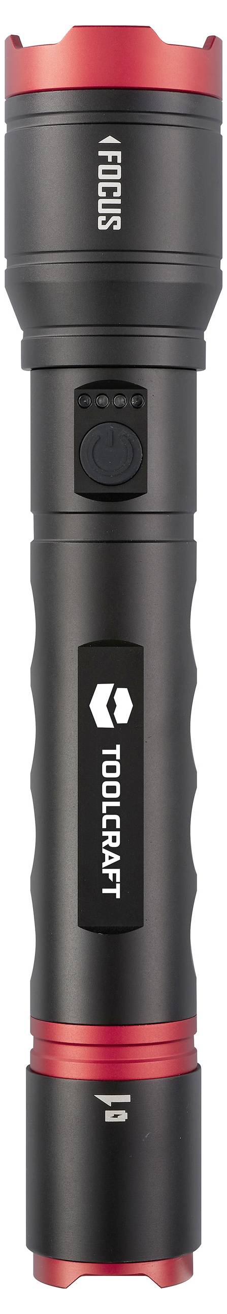 TOOLCRAFT Taschenlampe verstellbar, Einstellbare Punktgröße, mit Stroboskopmodus, mit USB-Schnittstelle Li-Ionen Akkus oder