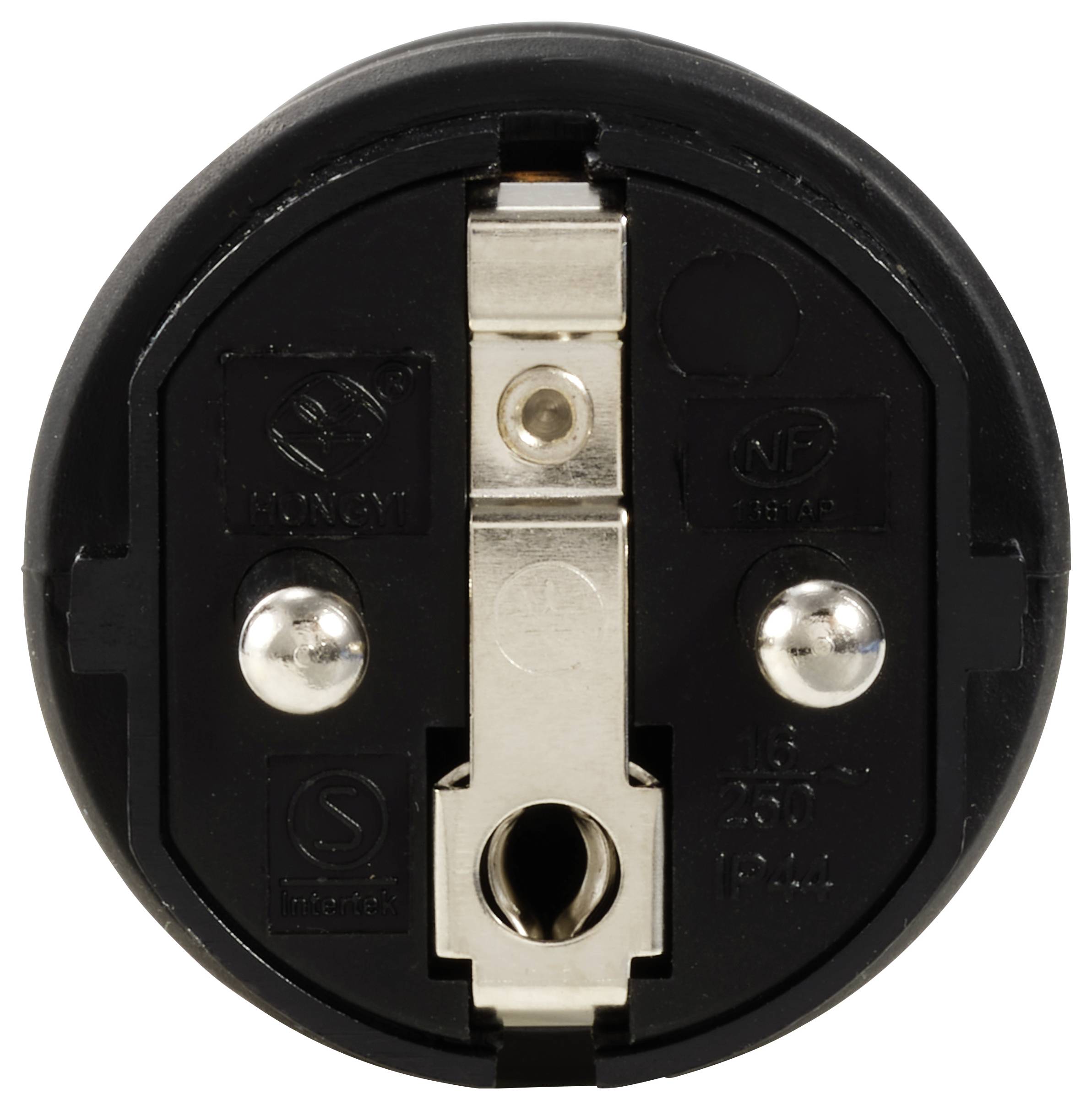 Sygonix SY-6618468 Schutzkontaktstecker TPE 250 V/AC Schwarz IP44