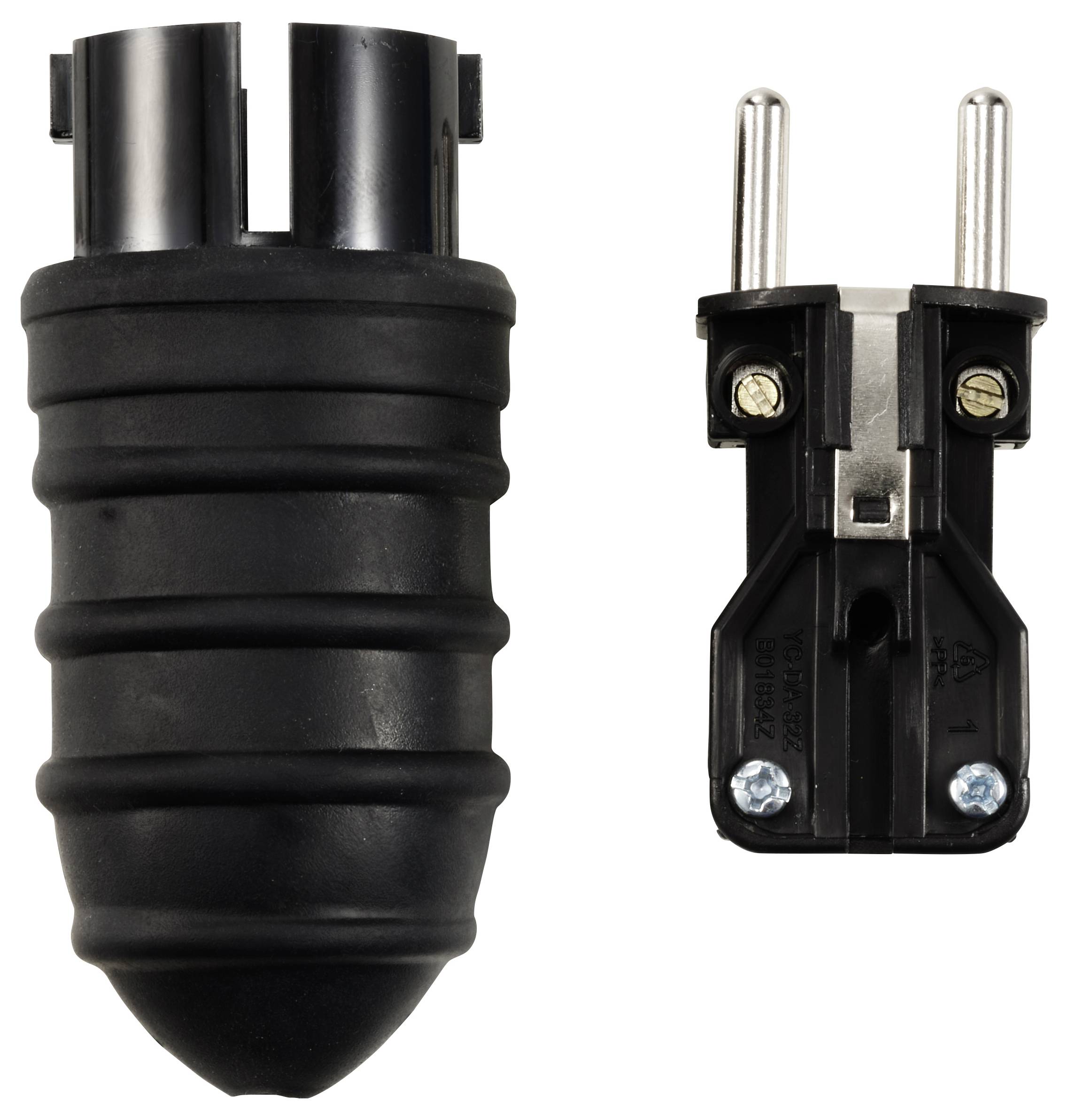 Sygonix SY-6618468 Schutzkontaktstecker TPE 250 V/AC Schwarz IP44