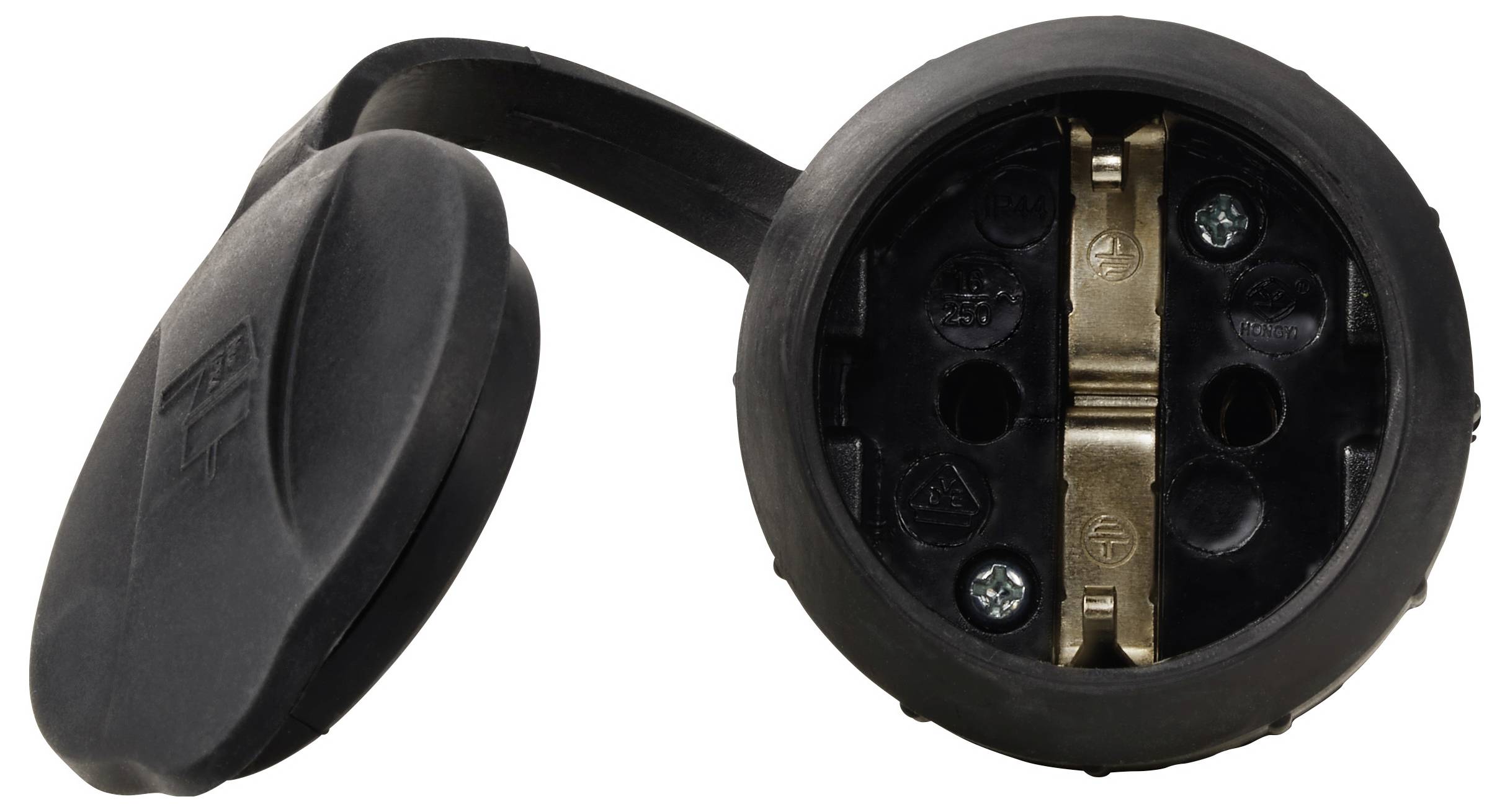 Sygonix SY-6618474 Schutzkontaktkupplung TPE 250 V/AC Schwarz IP44