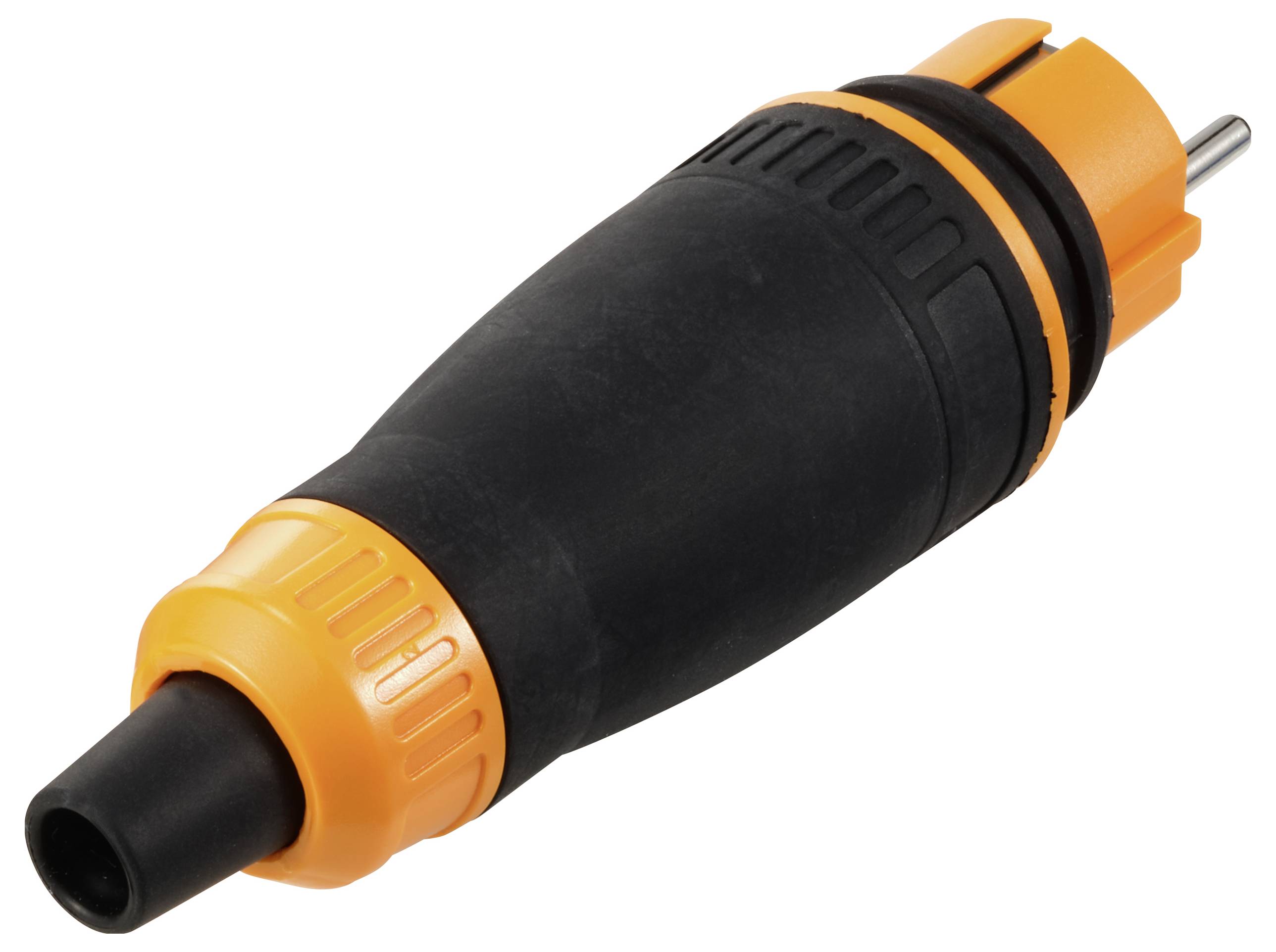 Sygonix SY-6618478 Schutzkontaktstecker TPE, PC 250 V/AC Schwarz, Orange IP44